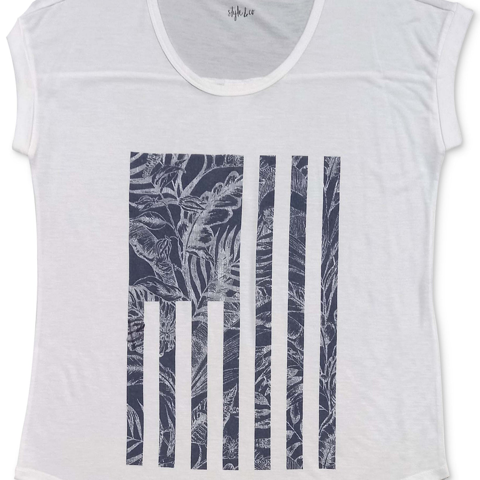 Style & Co Women Tropical Flag Graphic T Shirt Tropical Flag