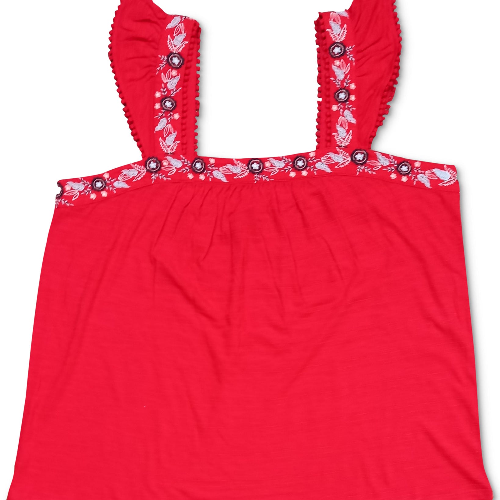 Style & Co Women Embroidered Flutter Strap Tank Top Cherry On Top