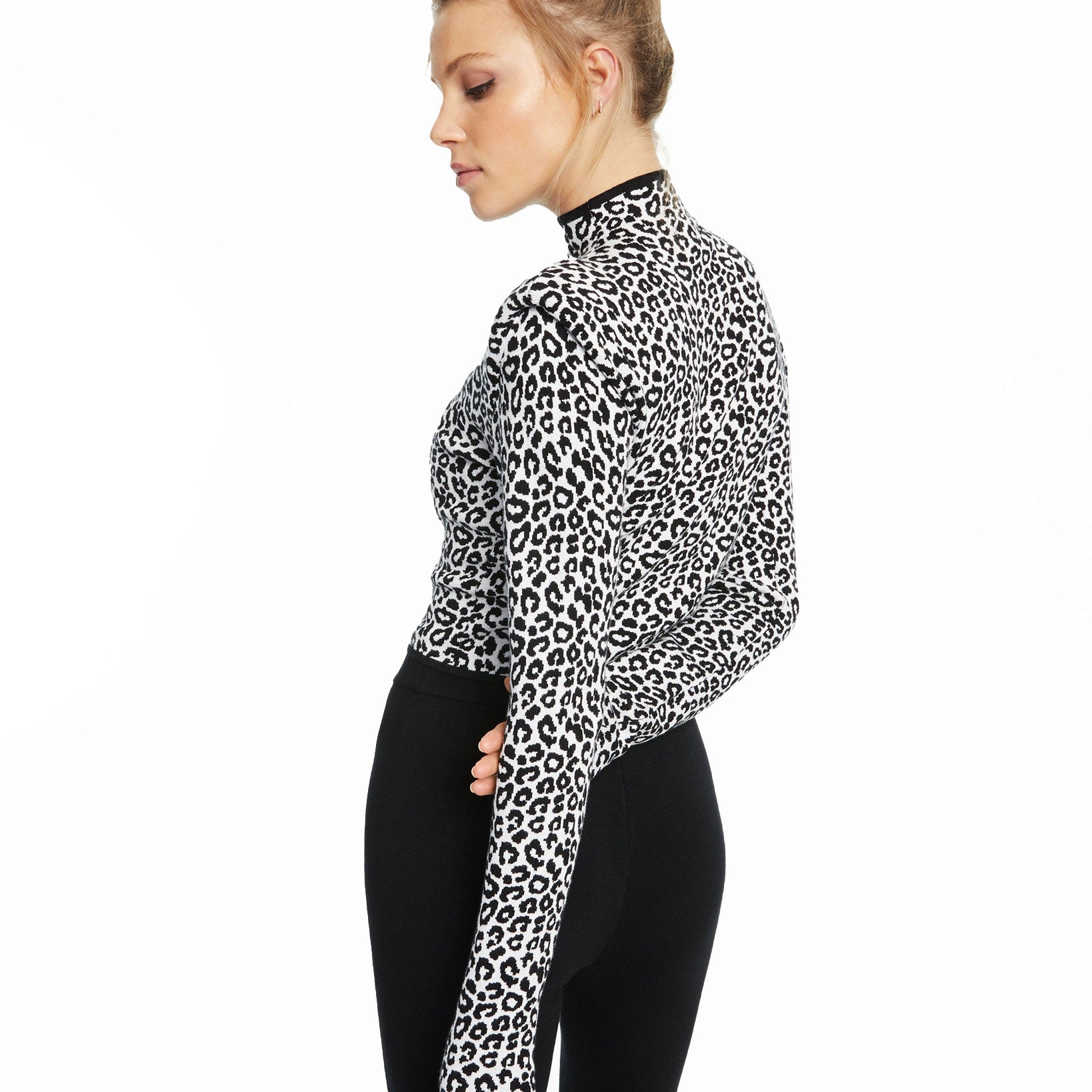 INC International Concepts Women Animal Print Mock Neck Sweater