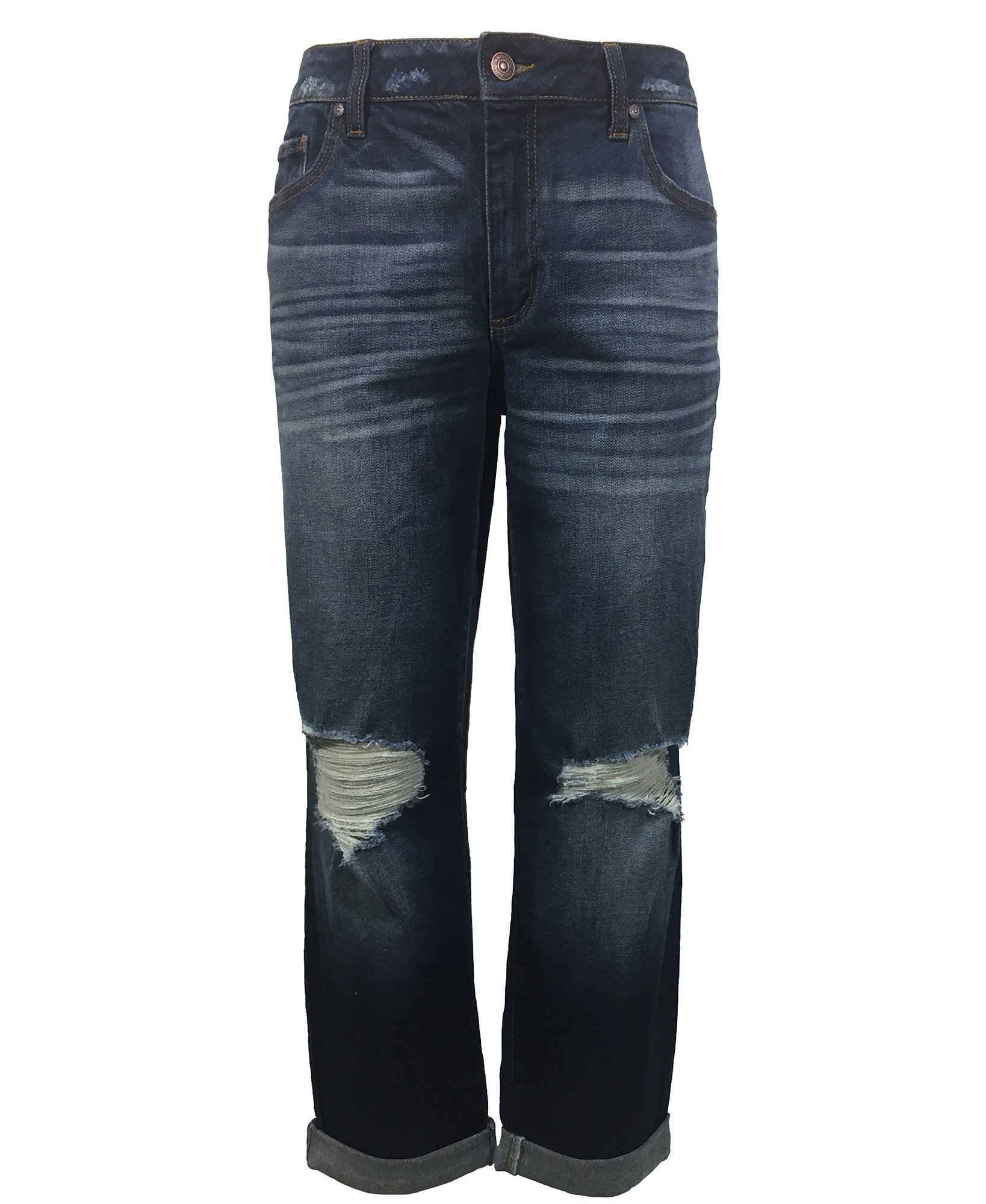 Rewash Women Ripped Boyfriend Jeans Indigo Carbon