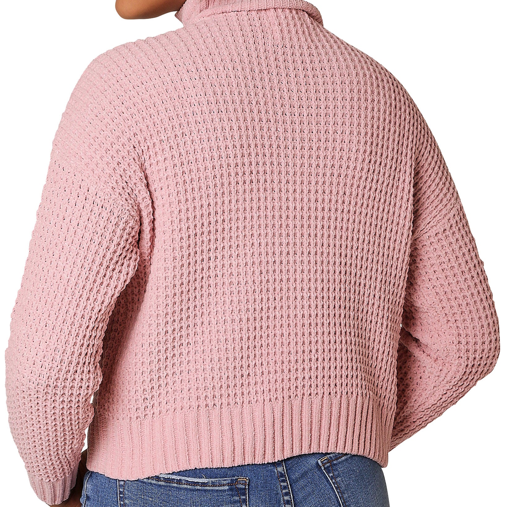 Ultra Flirt Women Chenille Zip Neck Sweater