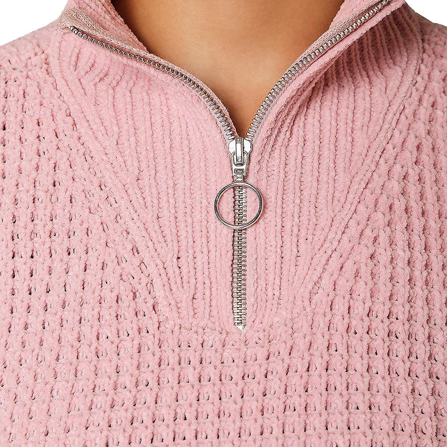 Ultra Flirt Women Chenille Zip Neck Sweater