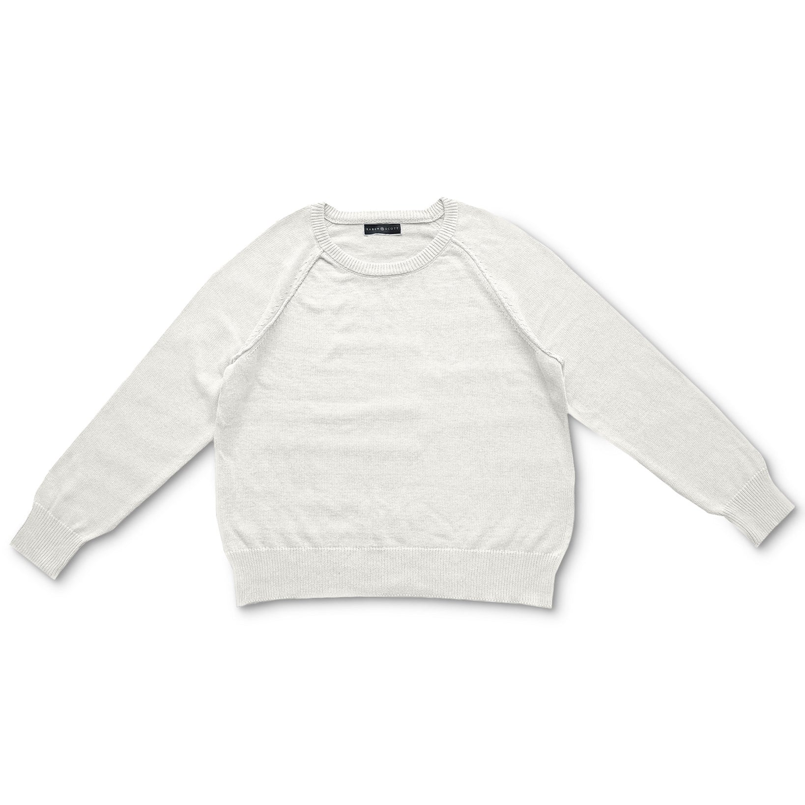Karen Scott Women Crewneck Cotton Sweater Winter White