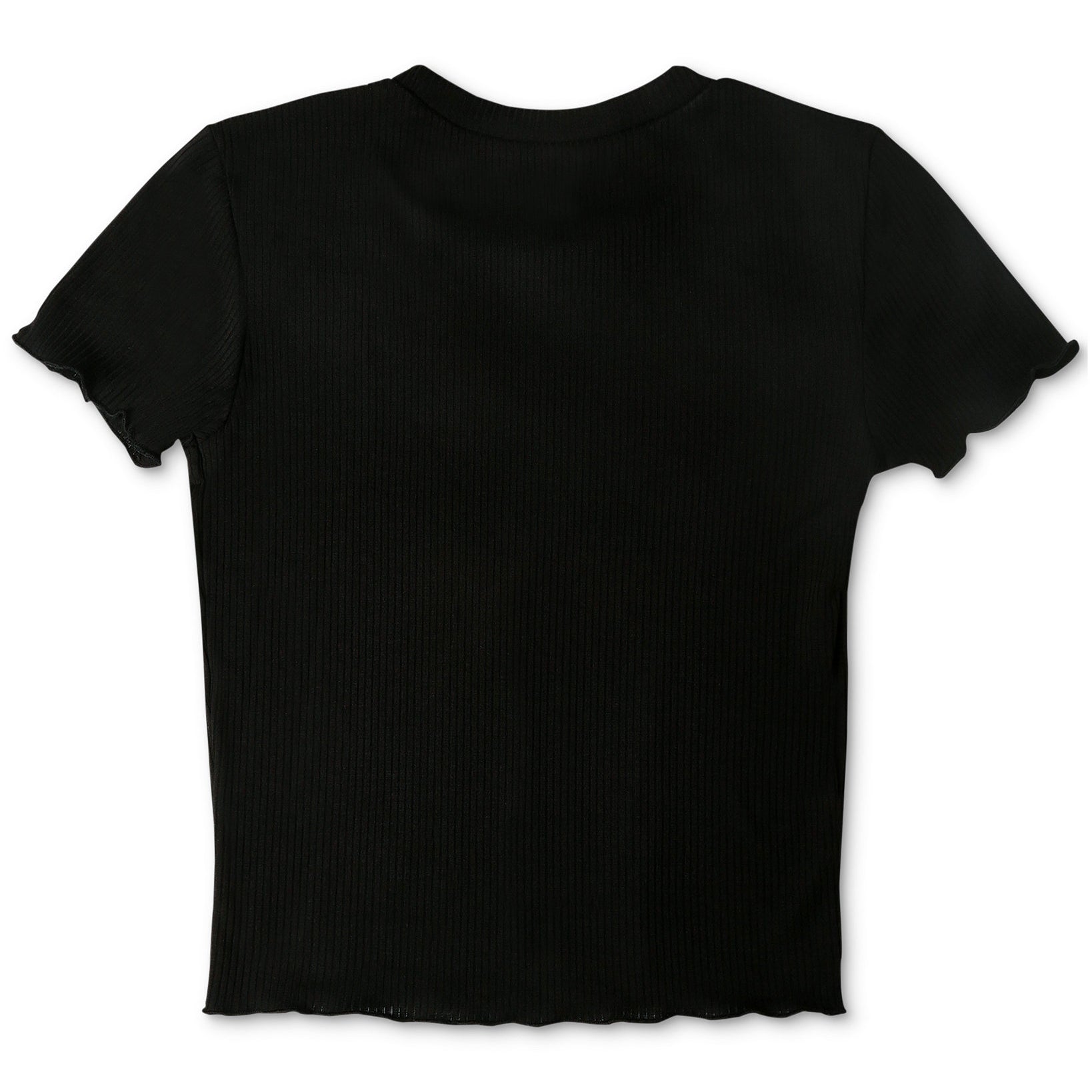 Polly & Esther Women Embroidery Trim Lettuce Edge T Shirt