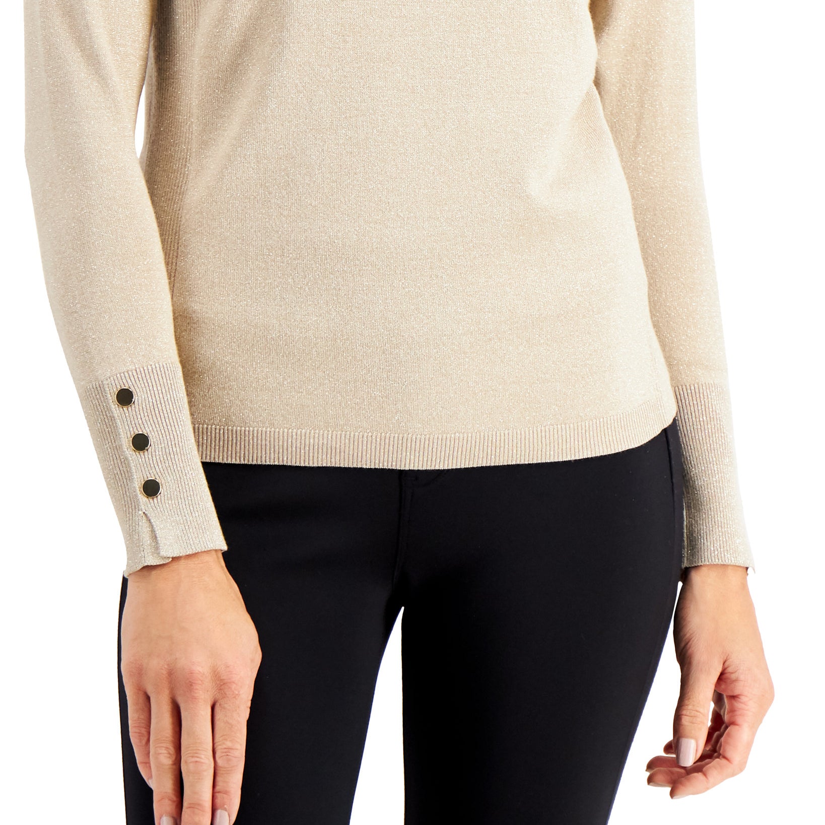 JM Collection Women Metallic Turtleneck Sweater