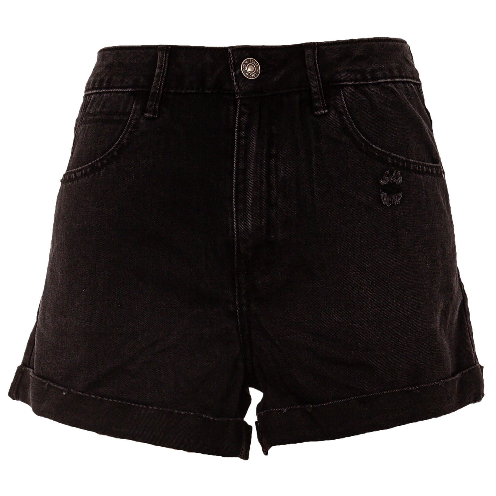 Rewash Women High Rise Mom Denim Shorts Black Carbon