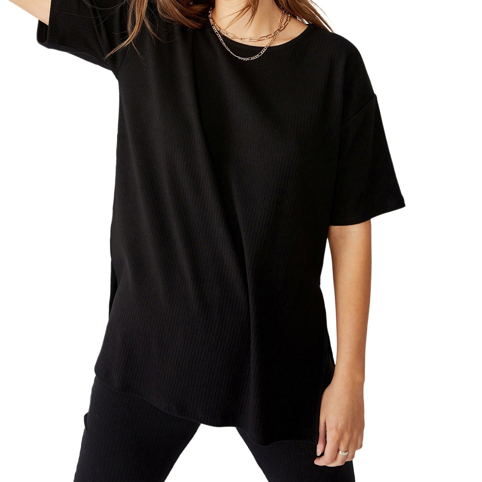 COTTON ON Women Bella Drop Shoulder Short Sleeve Top Black
