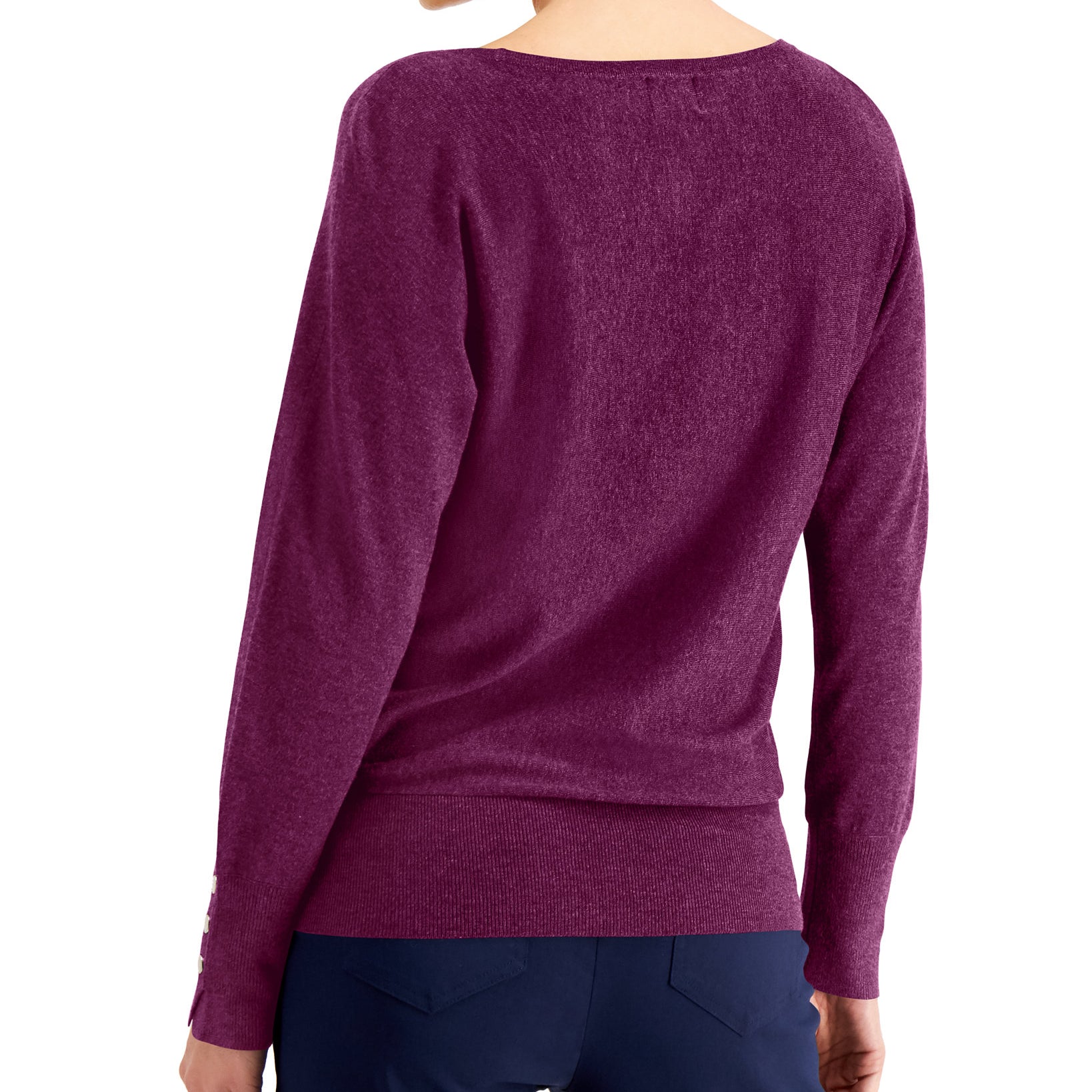 JM Collection Women Rivet Dolman Sleeve Top