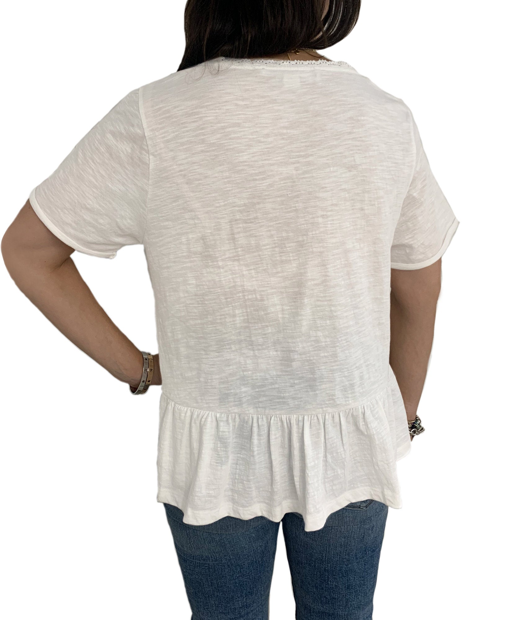 Vanilla Star Women Lace Trim Flounce Hem Top