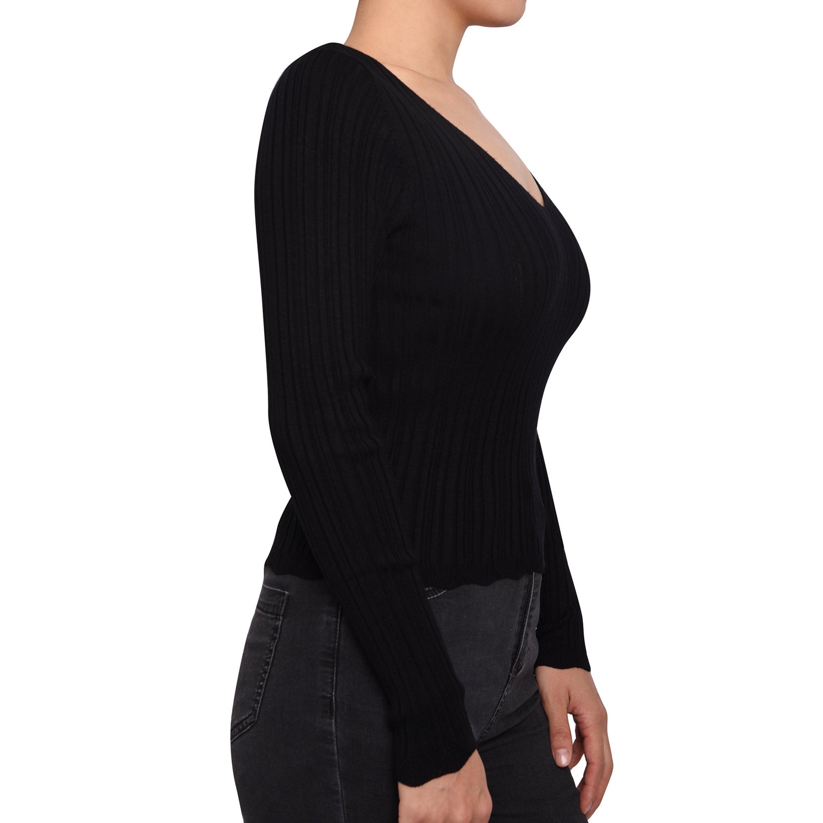 Planet Gold Women Rib Knit Strappy Back Sweater