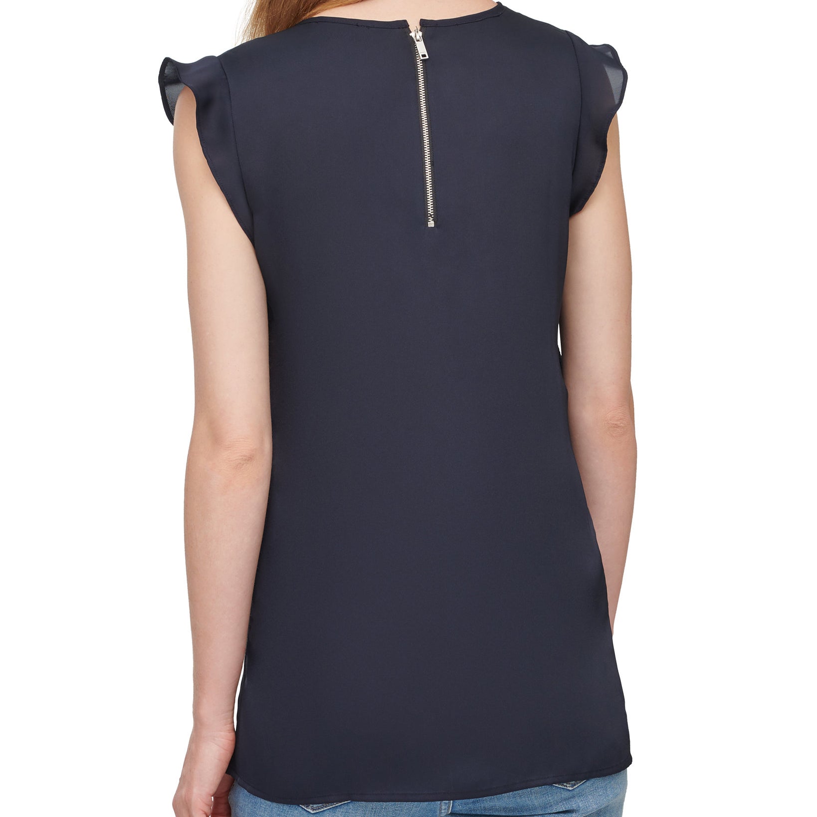 DKNY Women Printed Lace Trim Top