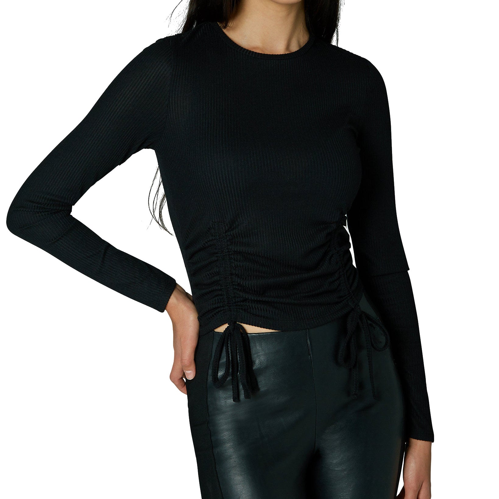 Polly & Esther Women Ruched Drawstring Hem Top