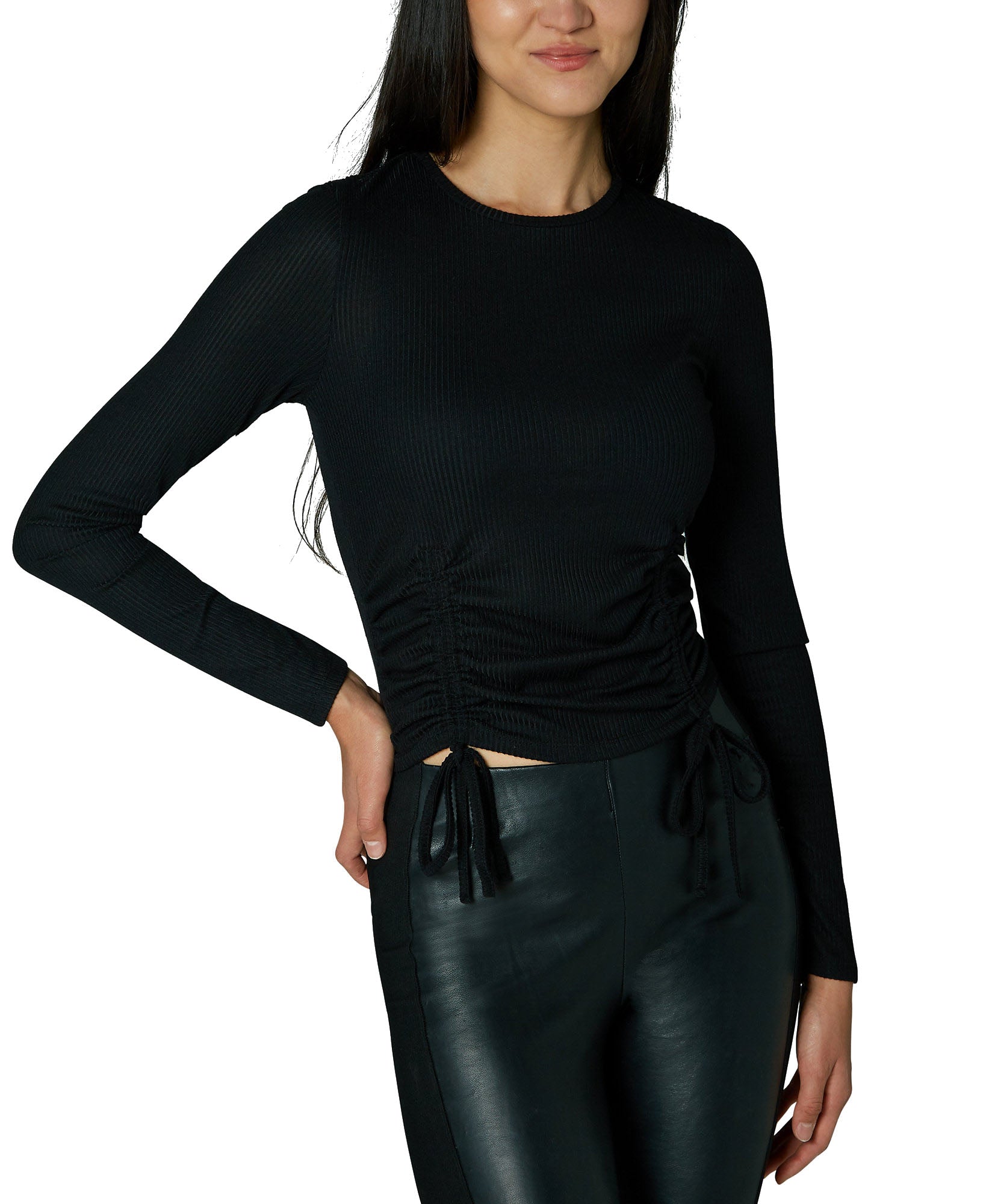 Polly & Esther Women Ruched Drawstring Hem Top