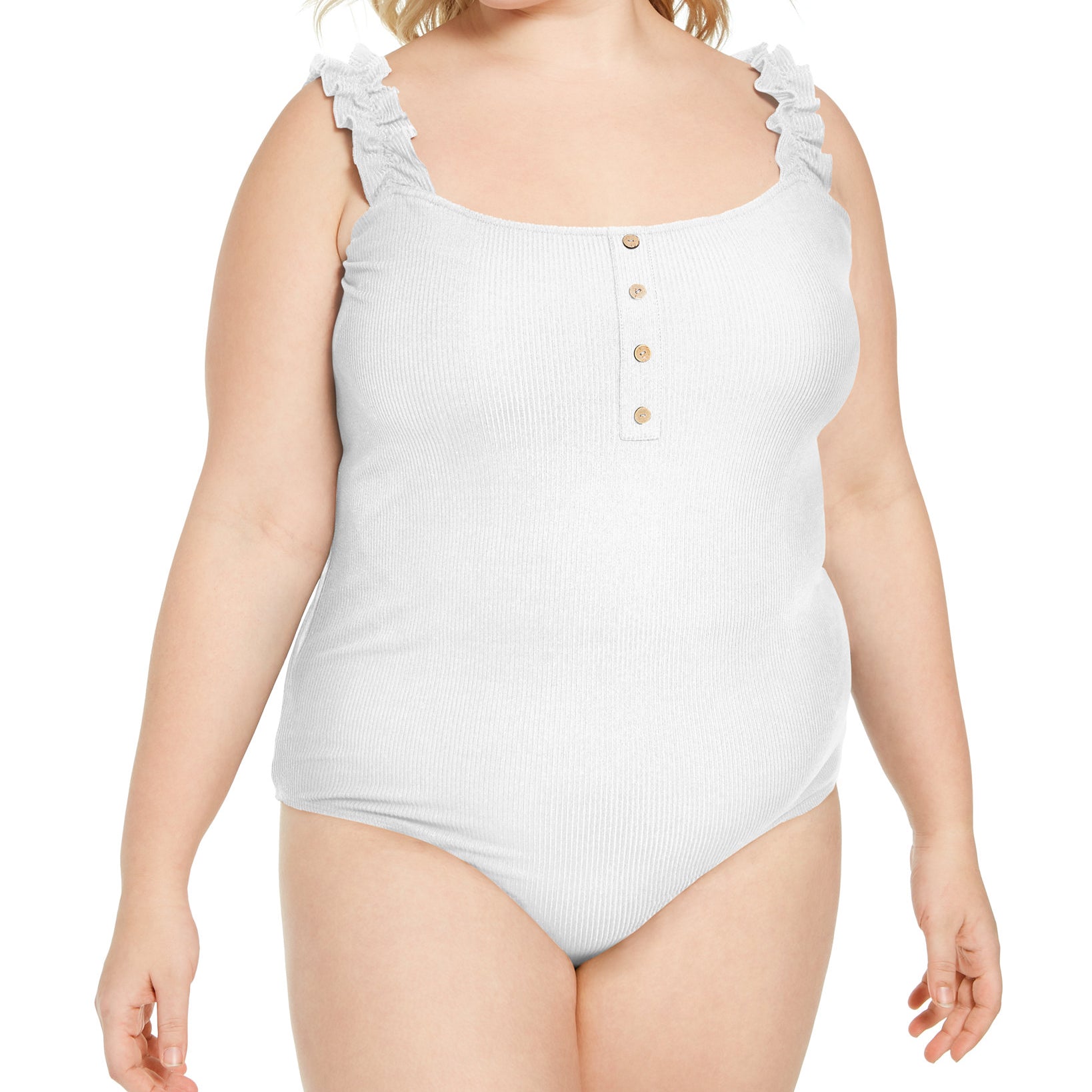 FULL CIRCLE TRENDS Women Plus Trendy Ruffled Strap Bodysuit
