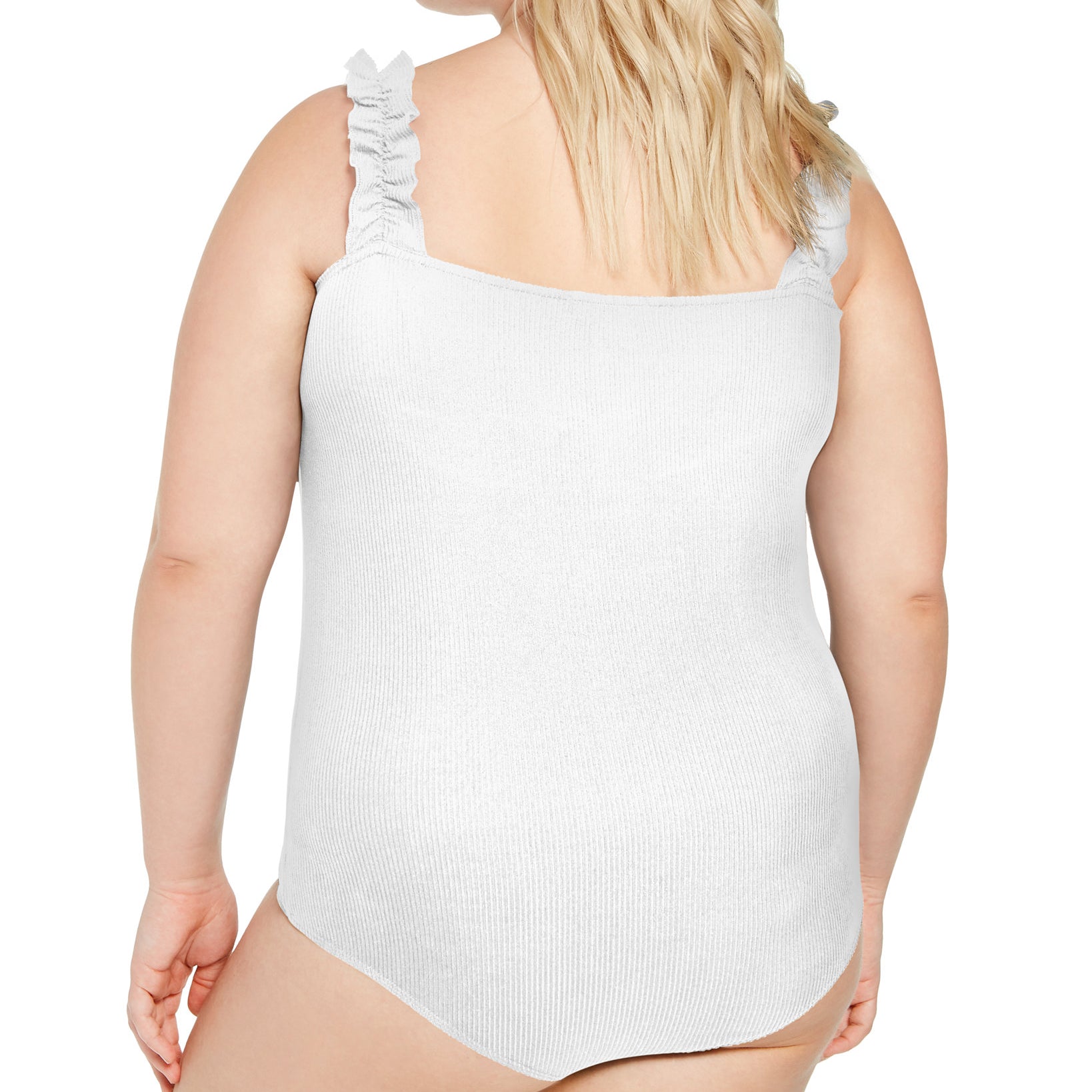 FULL CIRCLE TRENDS Women Plus Trendy Ruffled Strap Bodysuit