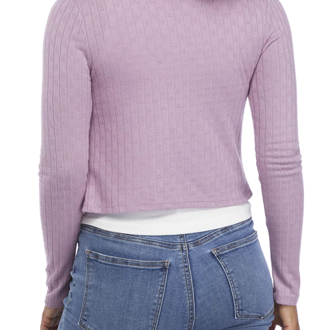 Belle Du Jour Women Long Sleeve Pointelle Tie Front Cardigan