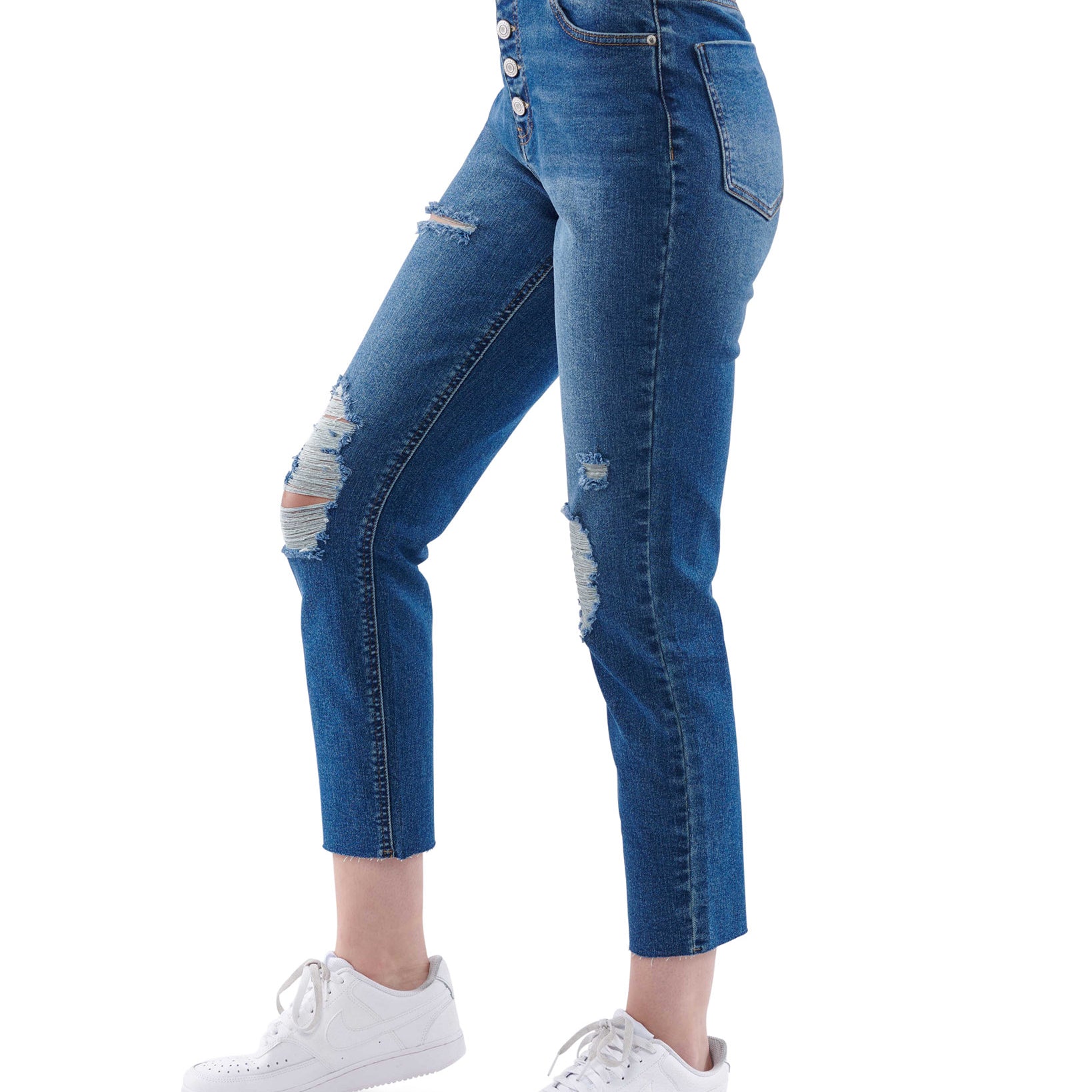 Vanilla Star Women Button Front Mom Jeans
