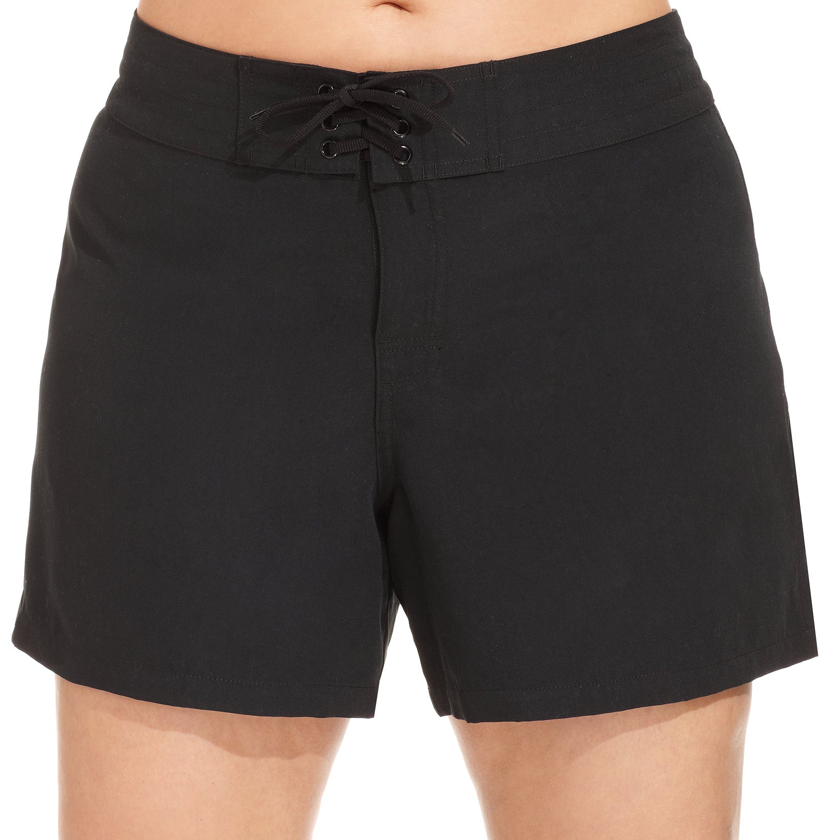 Island Escape Women Cover Up, Solid Board Shorts Black