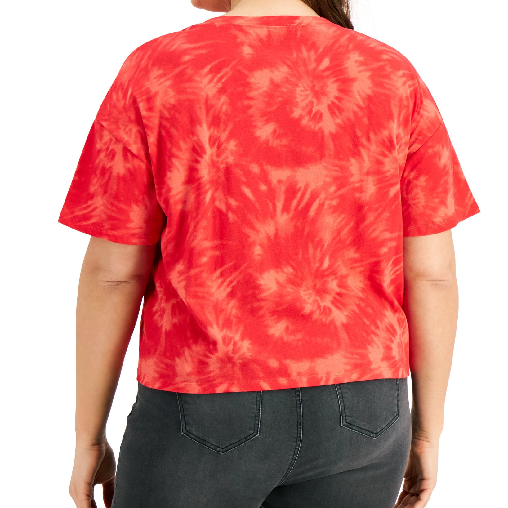 Love Tribe Women Plus Tie Dyed Coca Cola Cropped T Shirt