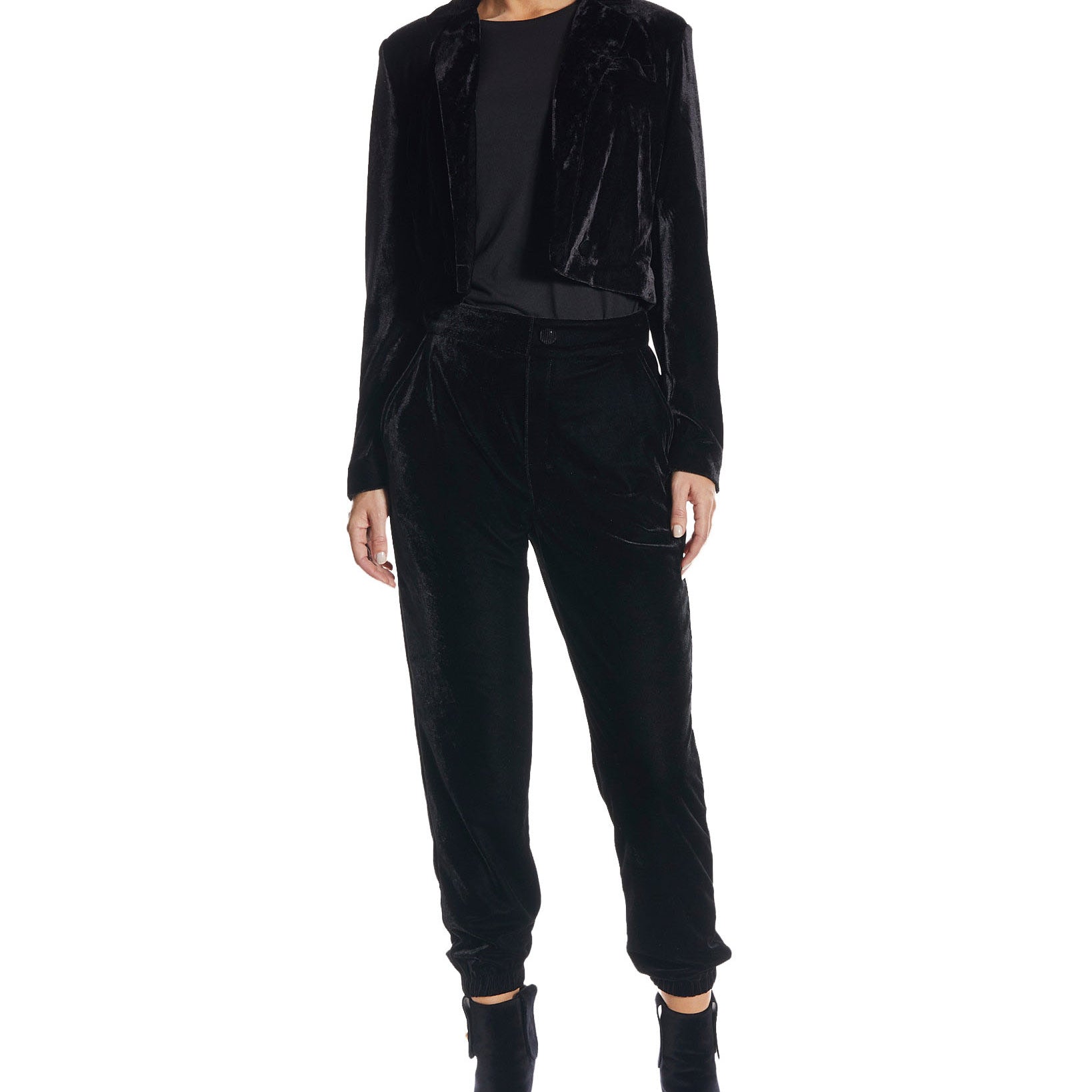 OAT Women Cropped Velvet Blazer