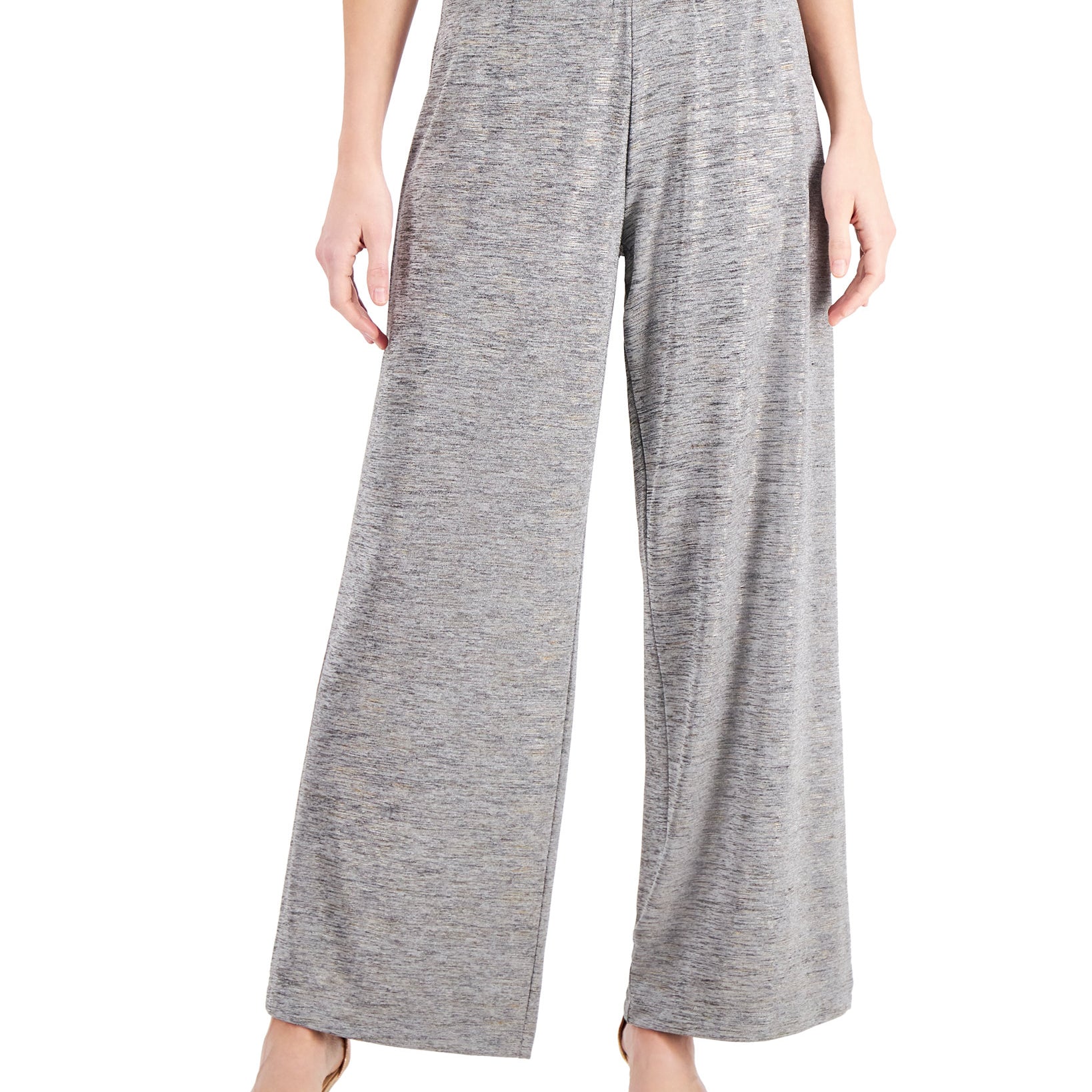 JM Collection Women Spacedyed Knit Wide Leg Pants Space Dye Foil