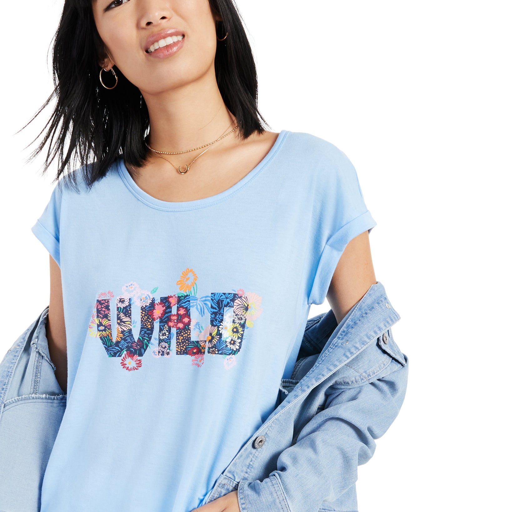 Style & Co Women Wild Flowers Graphic T Shirt