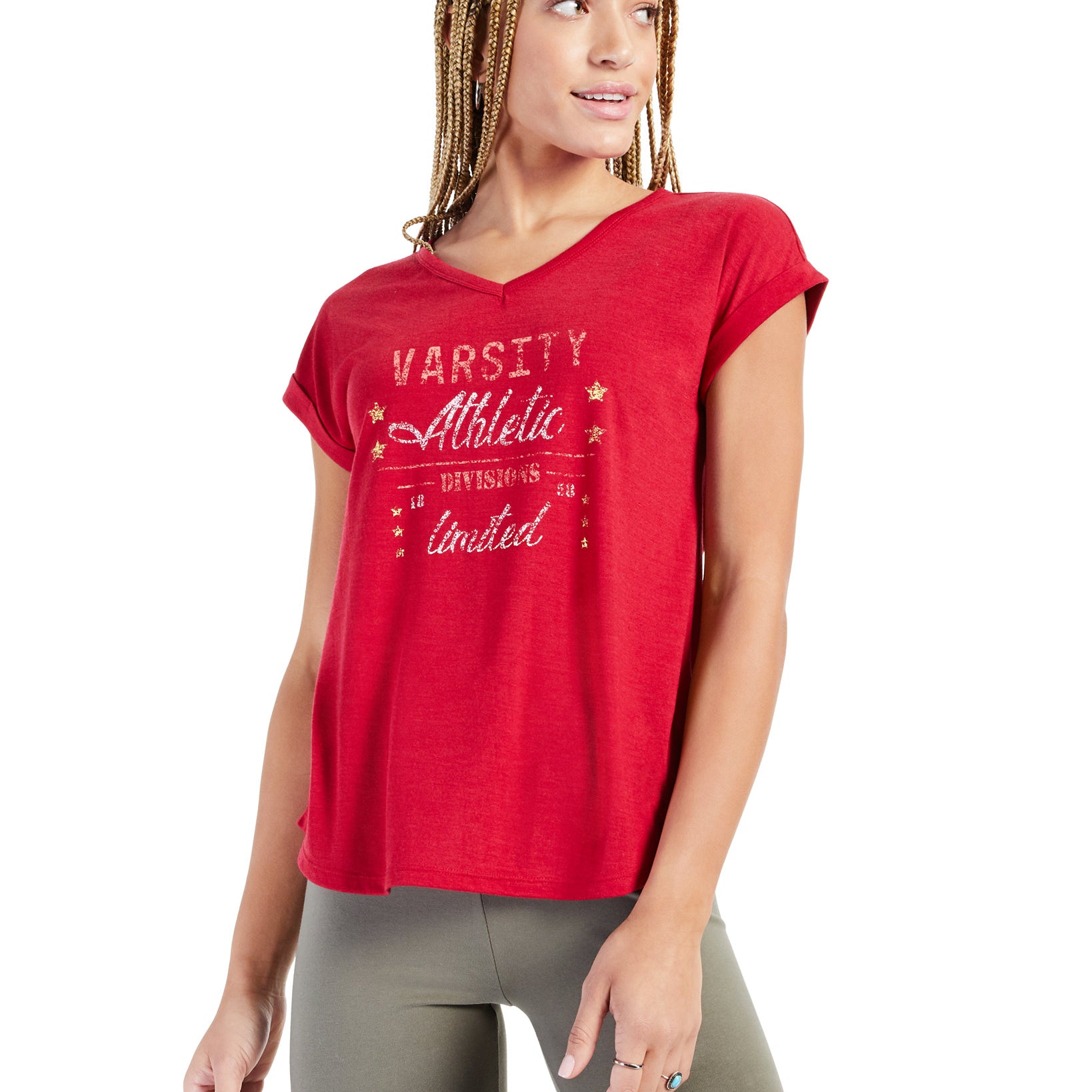 Style & Co Women Varsity Graphic T Shirt