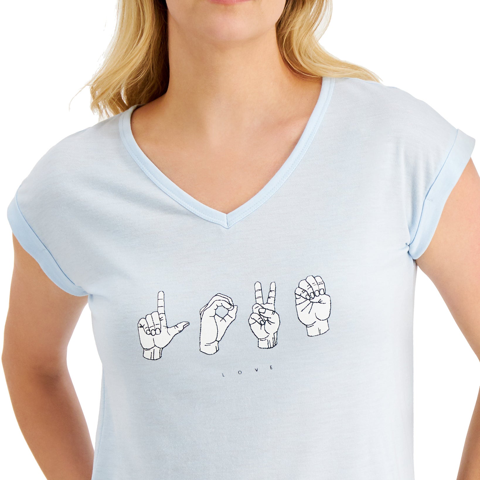 Style & Co Women Love Signs Graphic T Shirt