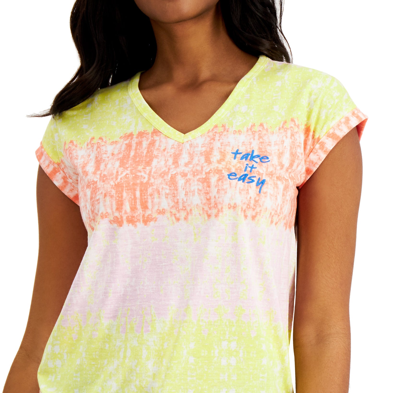 Style & Co Women Take It Easy Graphic T Shirt