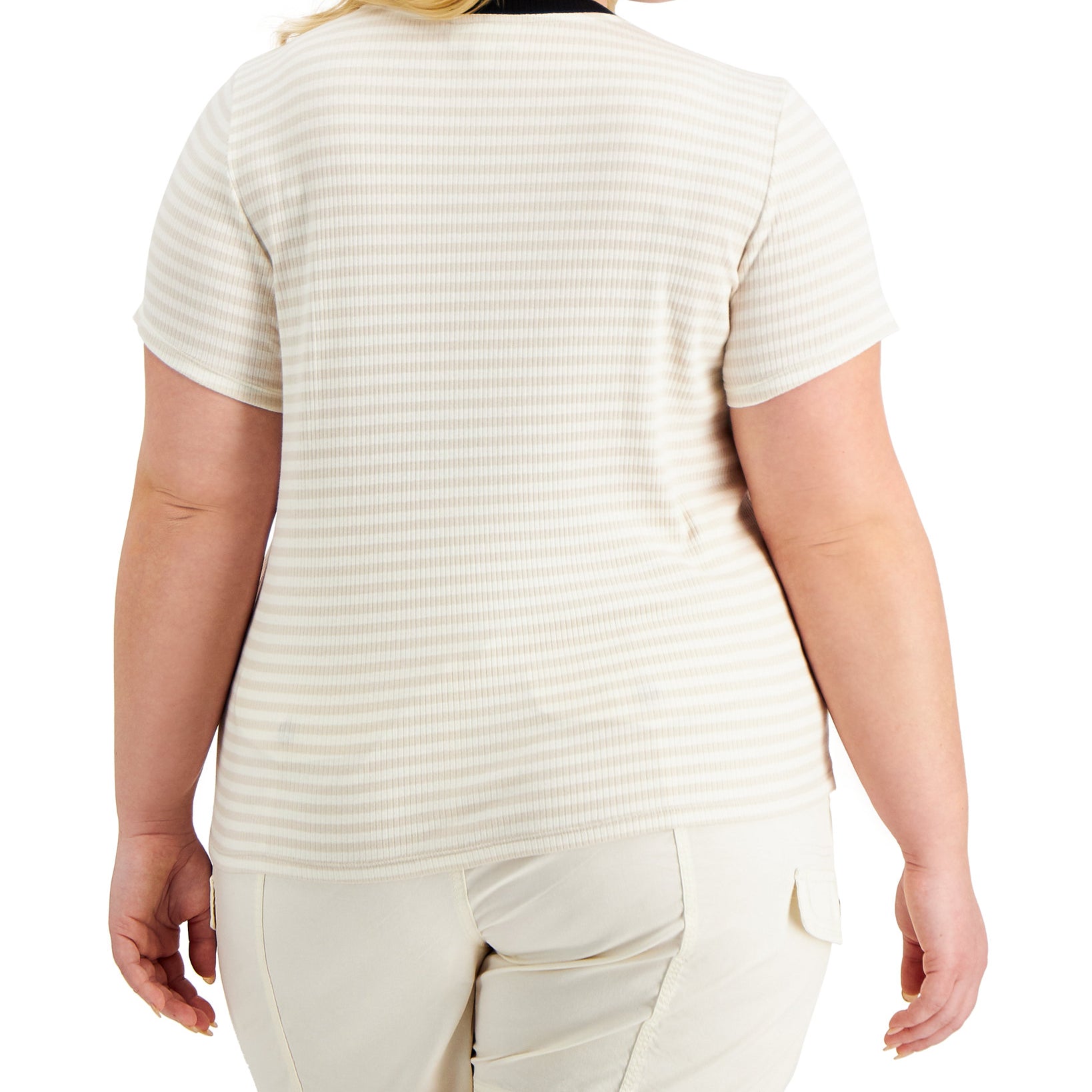 Style-&-Co-Women-Ribbed-Stripe-Print-T-Shirt