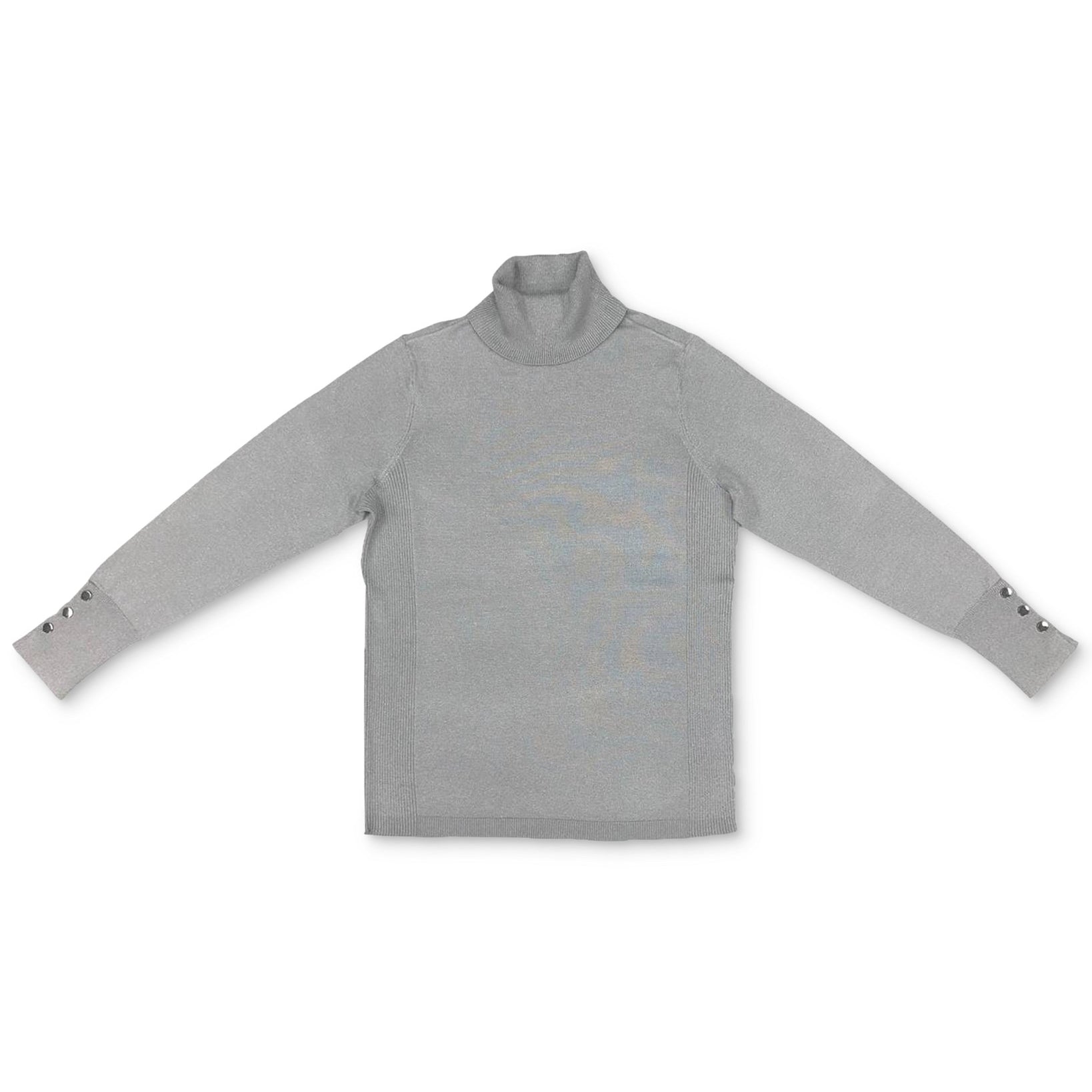 JM Collection Women Metallic Turtleneck Sweater Silver