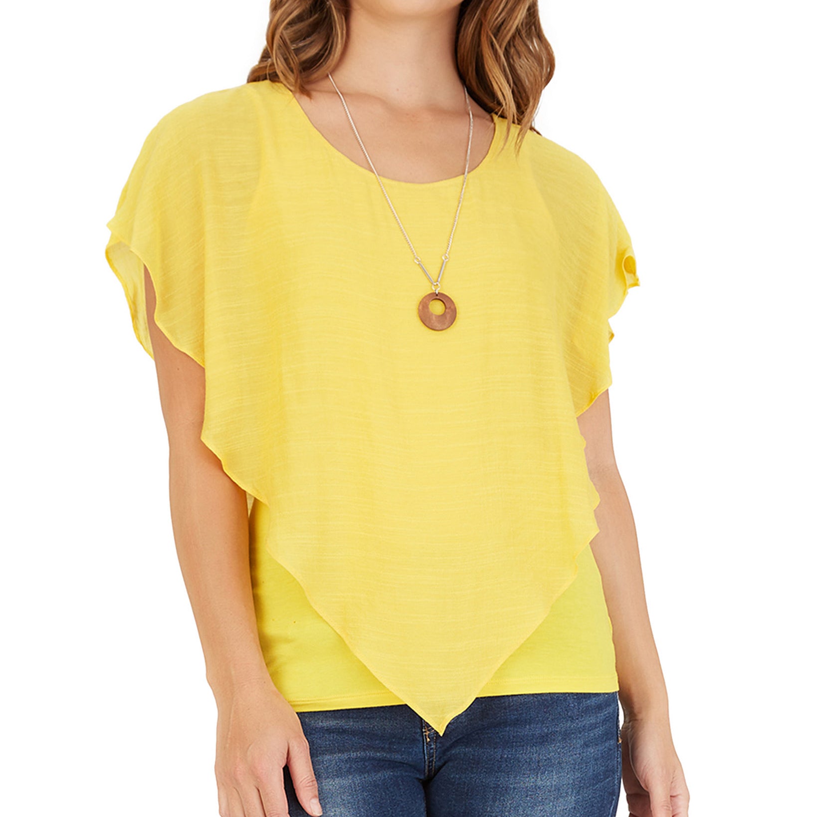 BCX Women Crisscross Popover Top With Necklace Mango