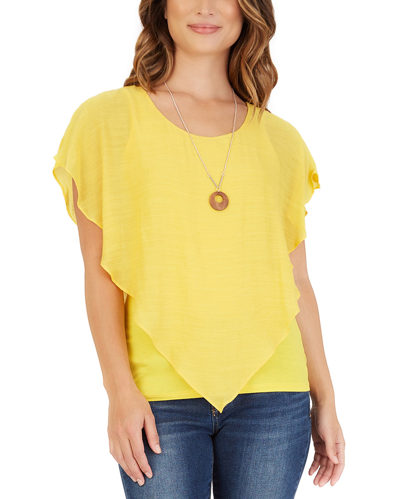 BCX Women Crisscross Popover Top With Necklace Mango