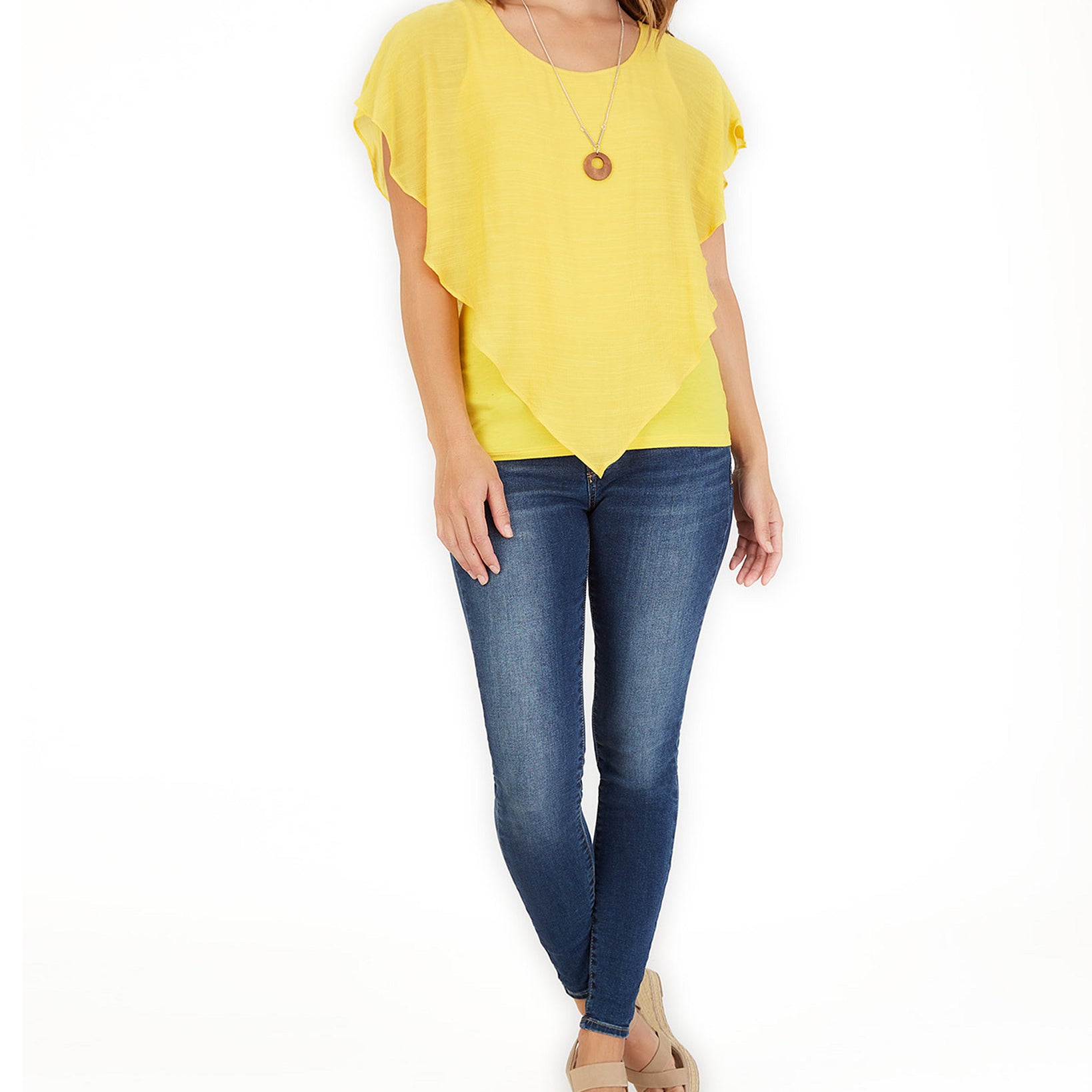 BCX Women Crisscross Popover Top With Necklace