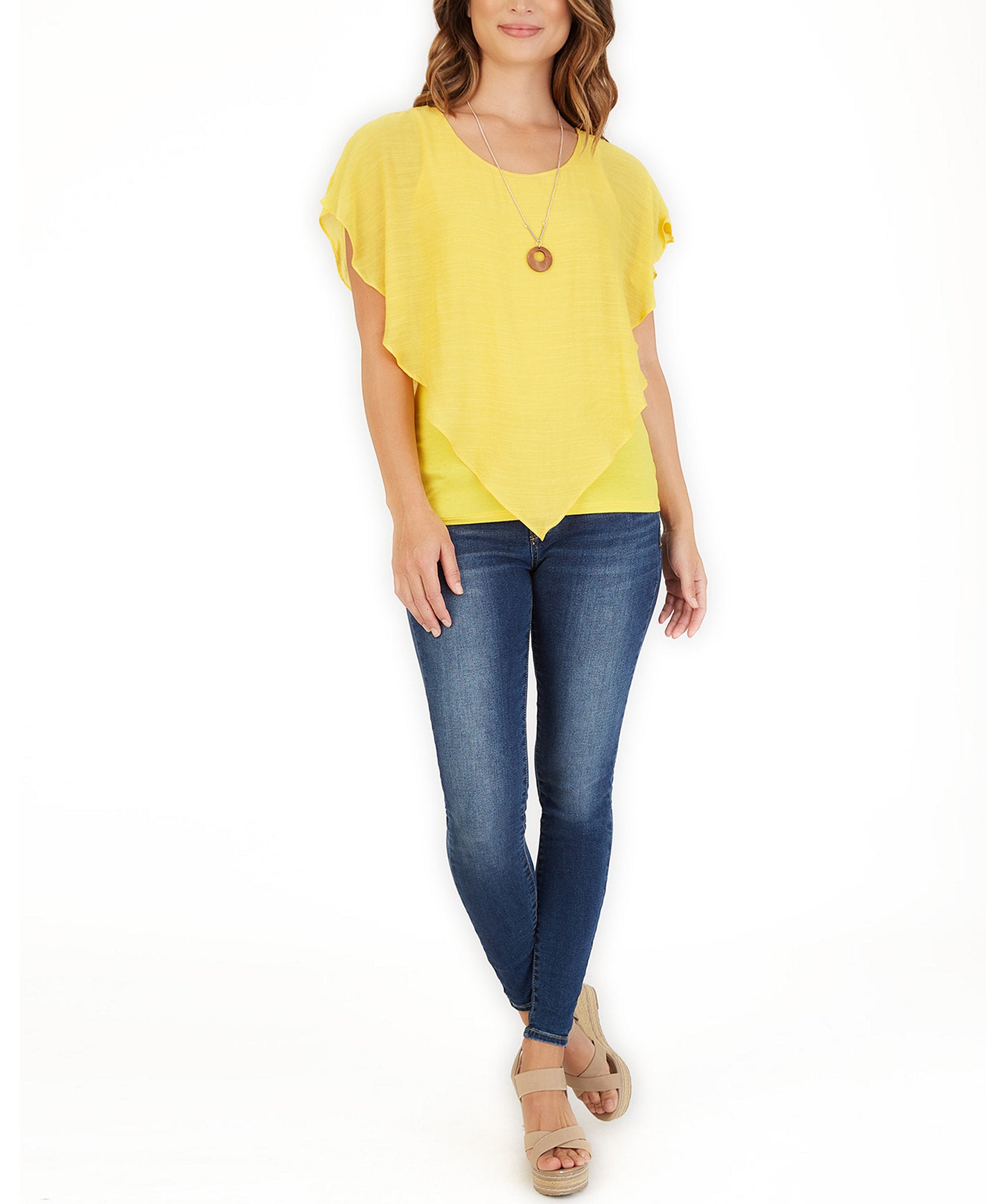 BCX Women Crisscross Popover Top With Necklace