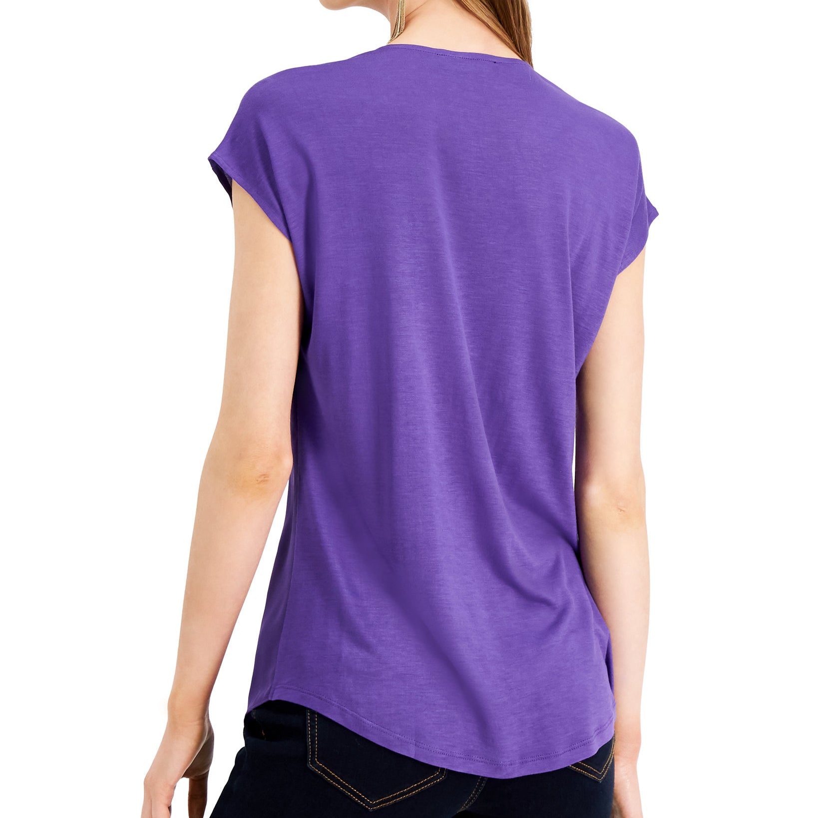 INC International Concepts Women Inverted Pleat V Neck Top