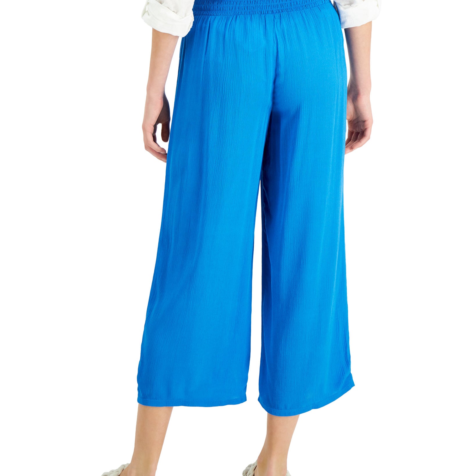 INC International Concepts Women Crinkle Gauze Cropped Wide Leg Pants