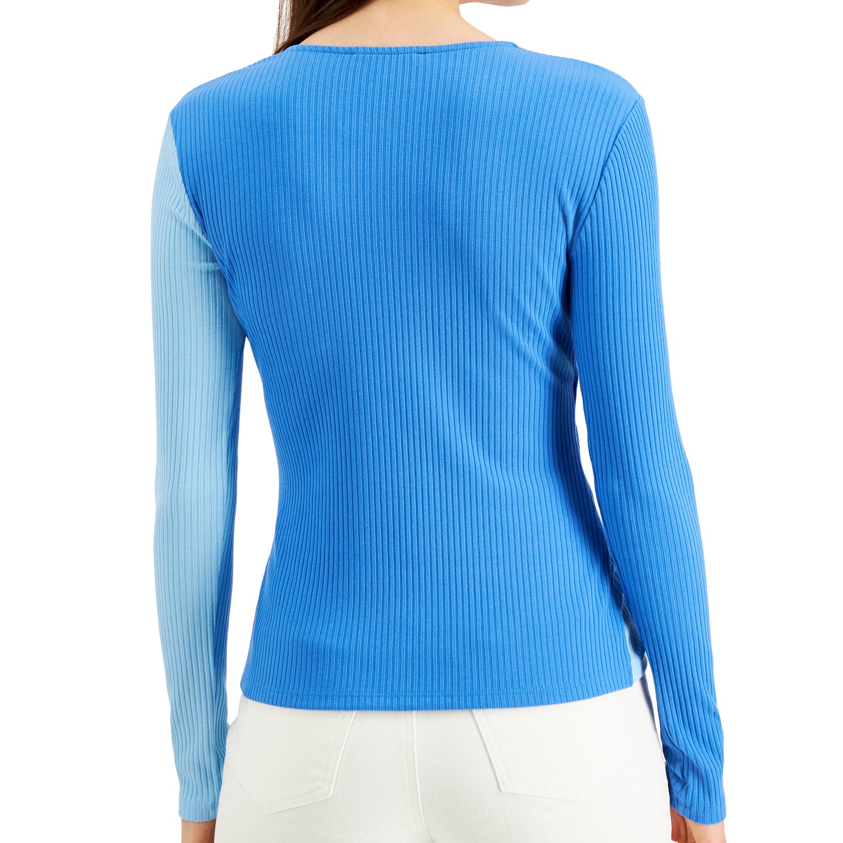 INC International Concepts Women Ribbed Colorblocked Top