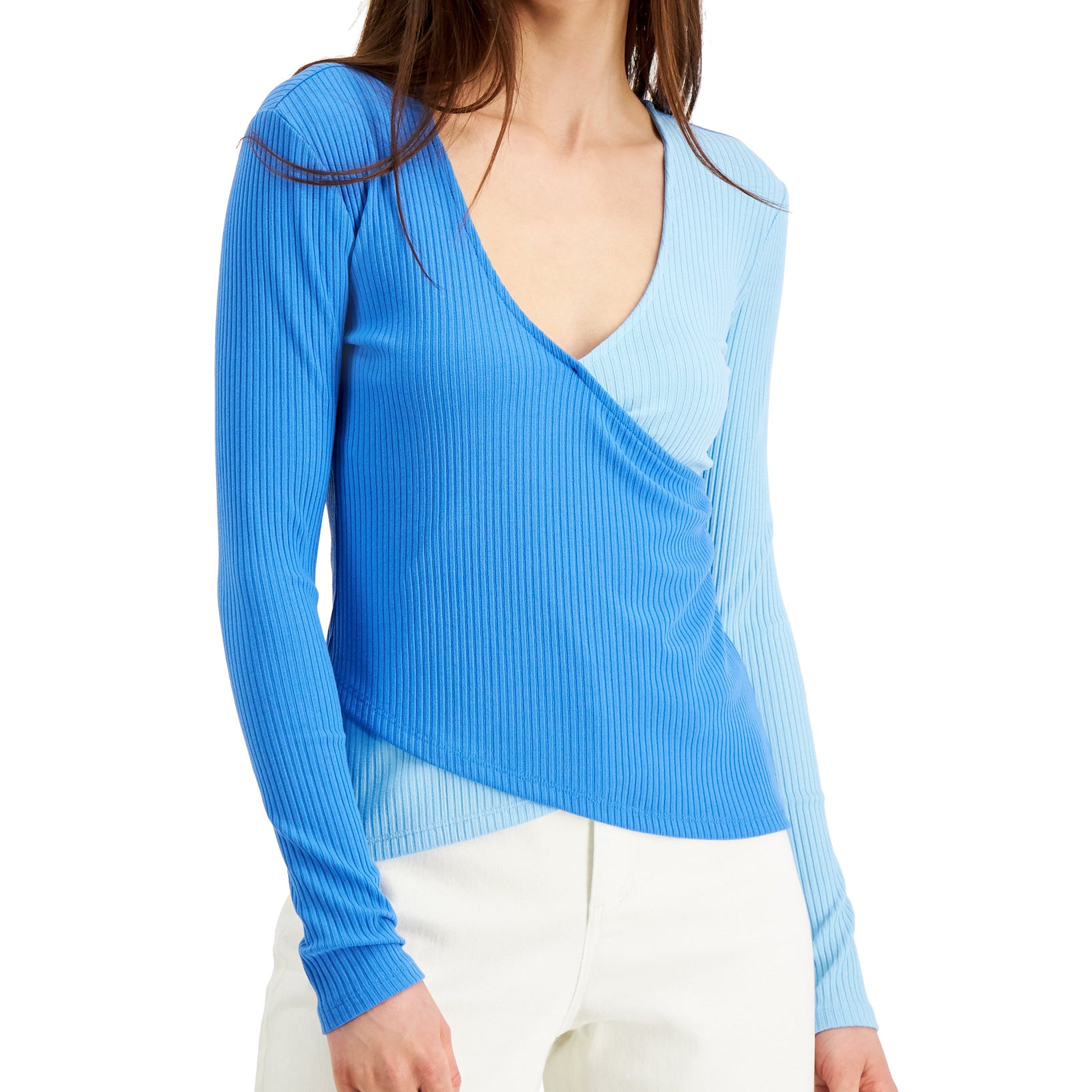 INC International Concepts Women Ribbed Colorblocked Top