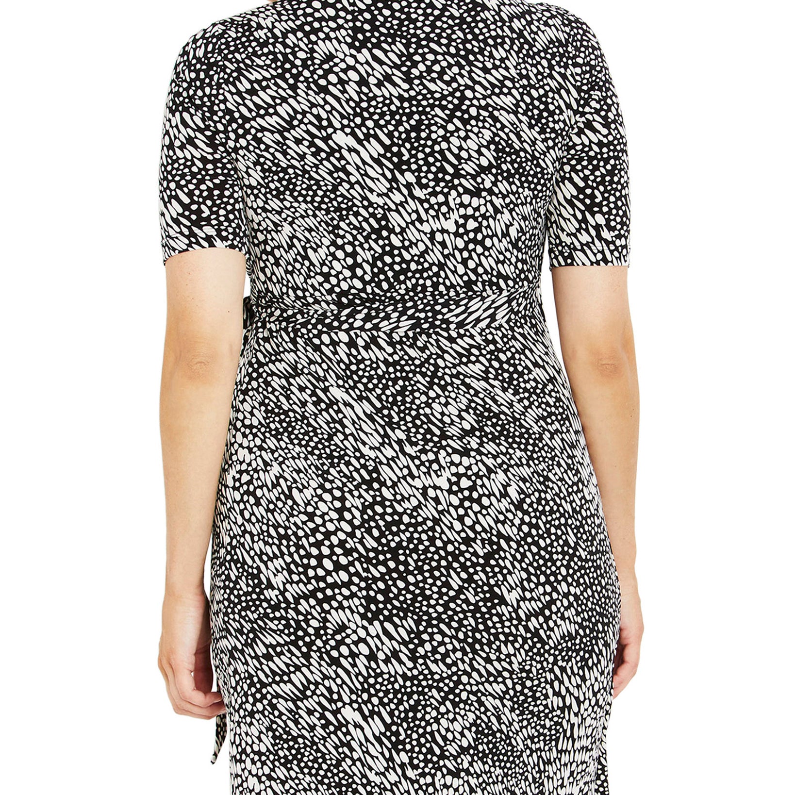 Motherhood Maternity Women Waist Tie Surplice Maternity Dress