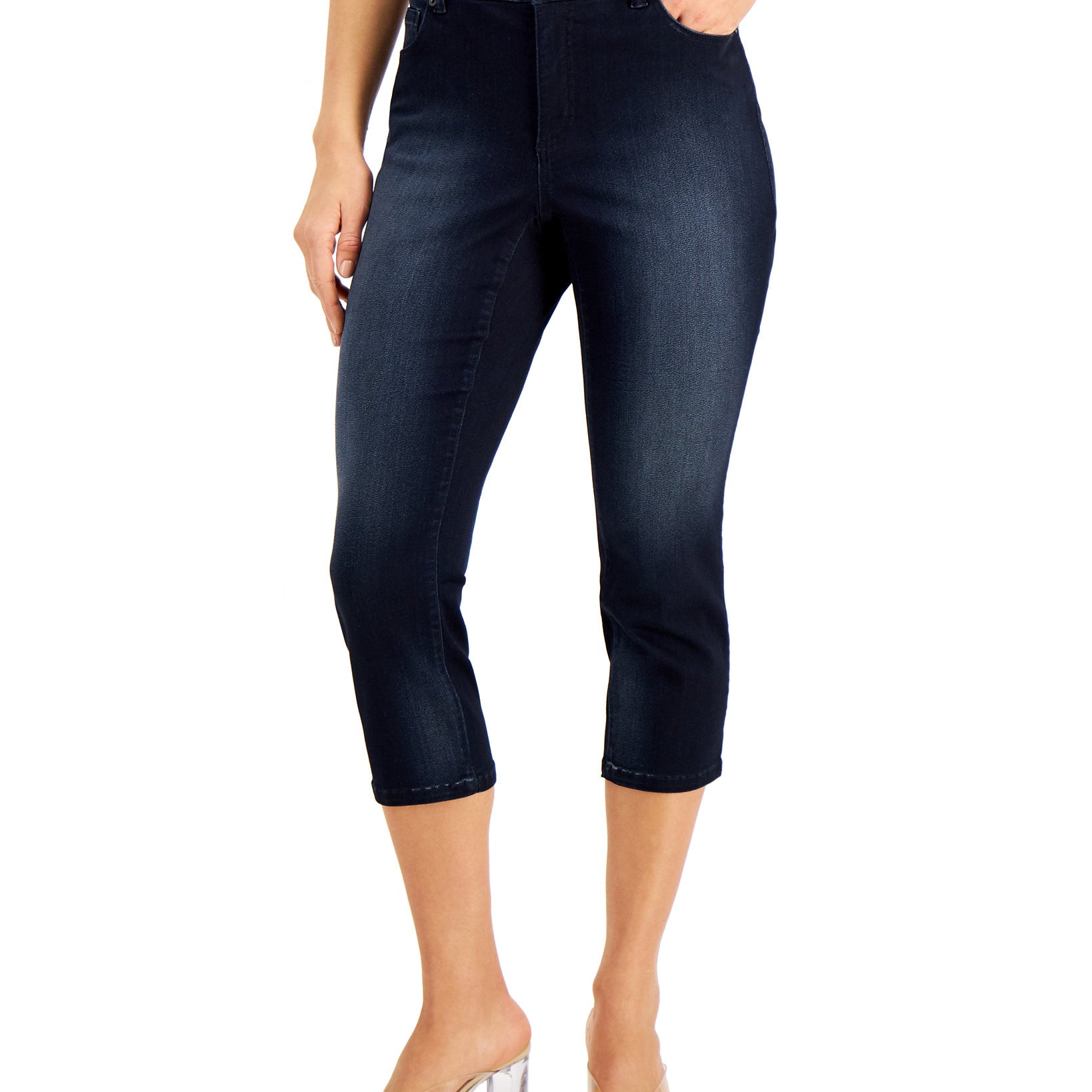 INC International Concepts Women Curvy Mid Rise Crop Skinny Jeans Rachel Wash