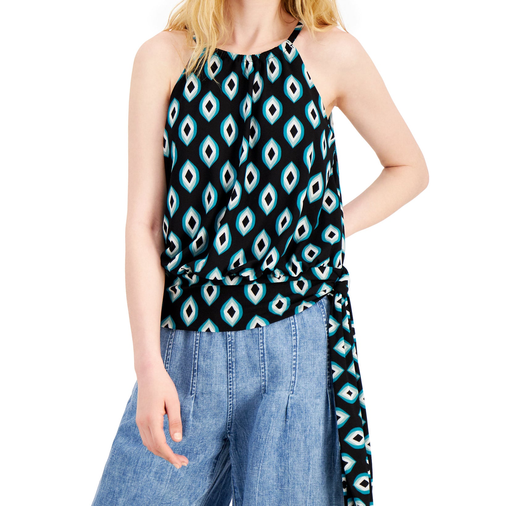 INC International Concepts Women Side Tie Halter Top Gigi Geo