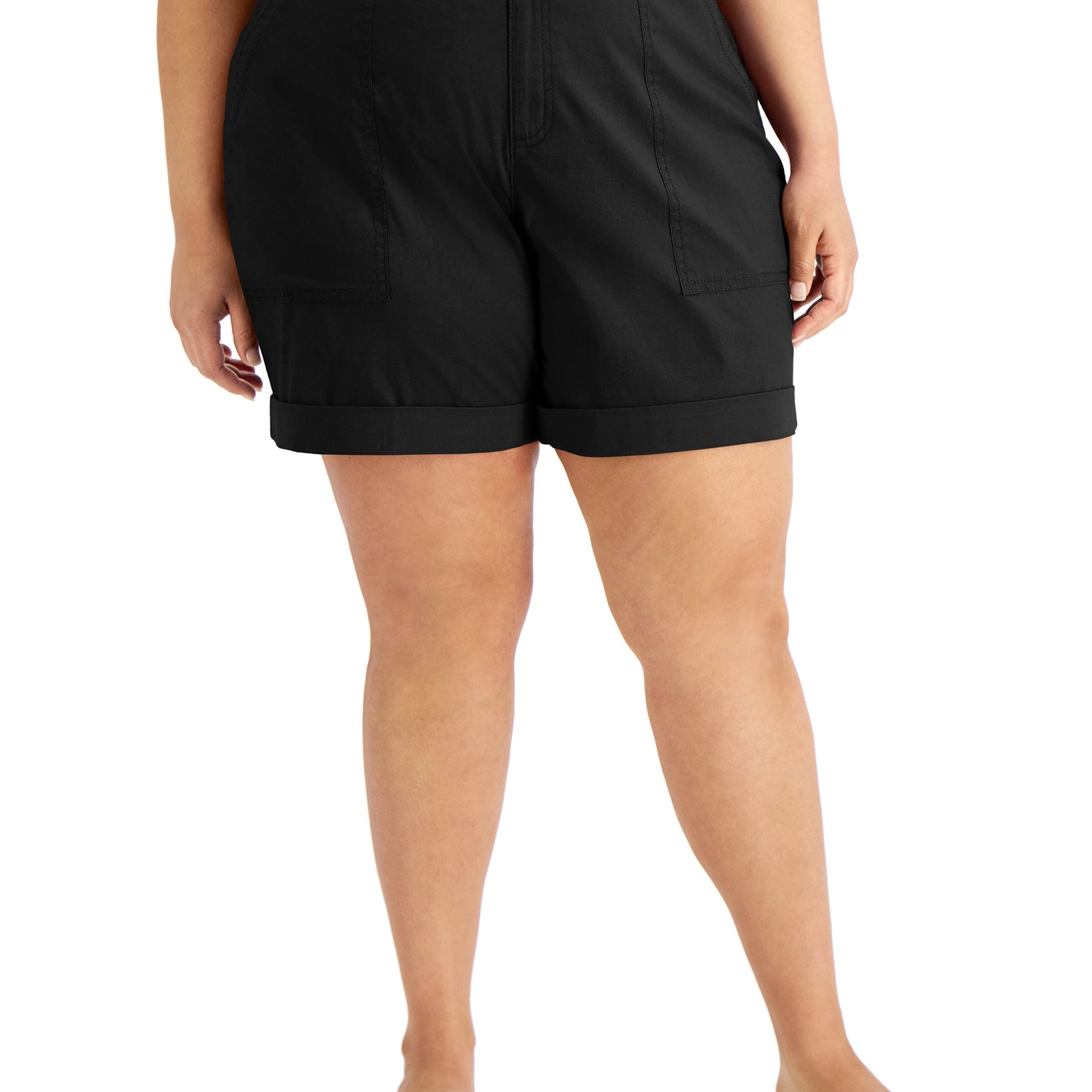 Style & Co Women Plus Rolled Cuff Shorts Deep Black