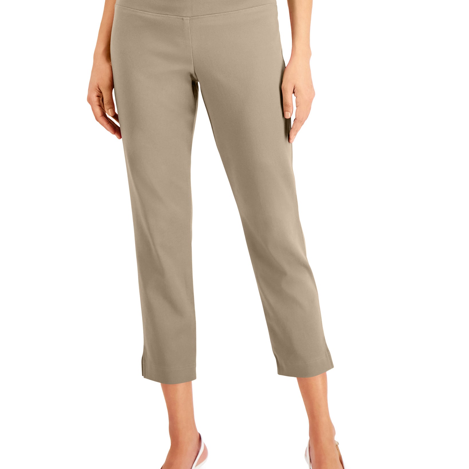 JM Collection Women Charmed Straight Leg Cropped Pants Latte