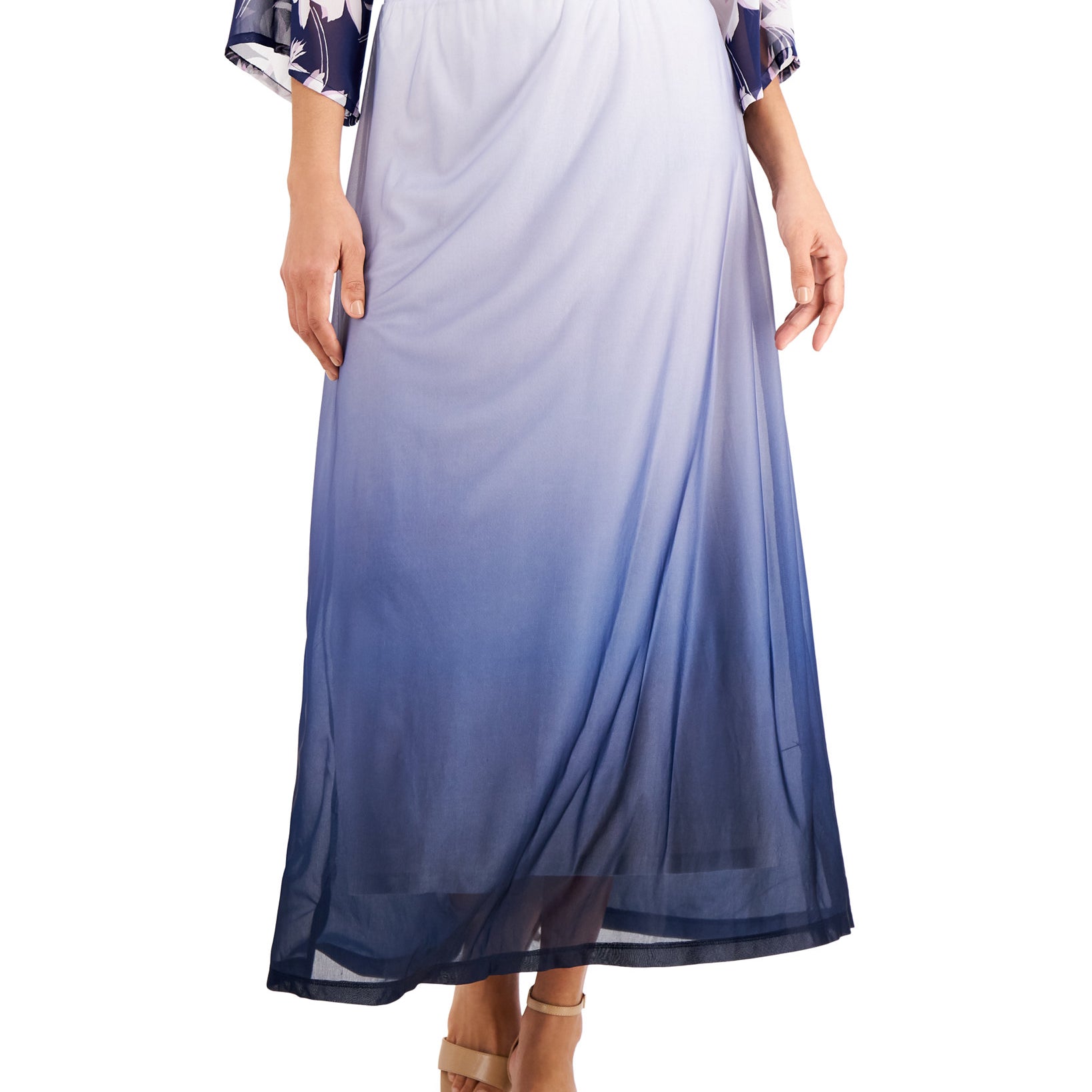 JM Collection Women Ombré Dip Dyed Maxi Skirt Intrepid Blue