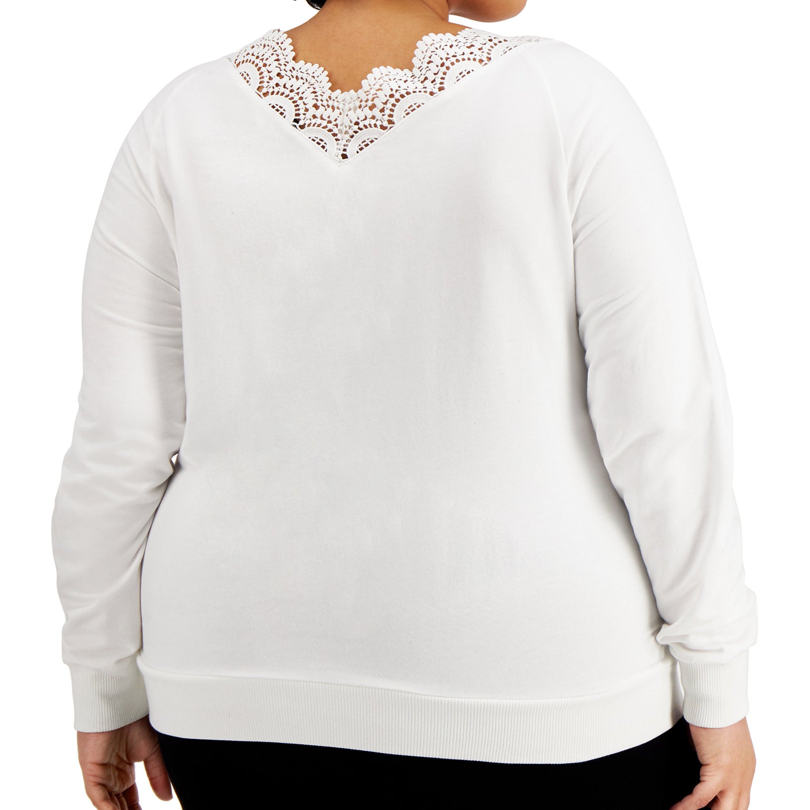 Kiss & Tell Women Plus Trendy Lace Trim V Neck Top