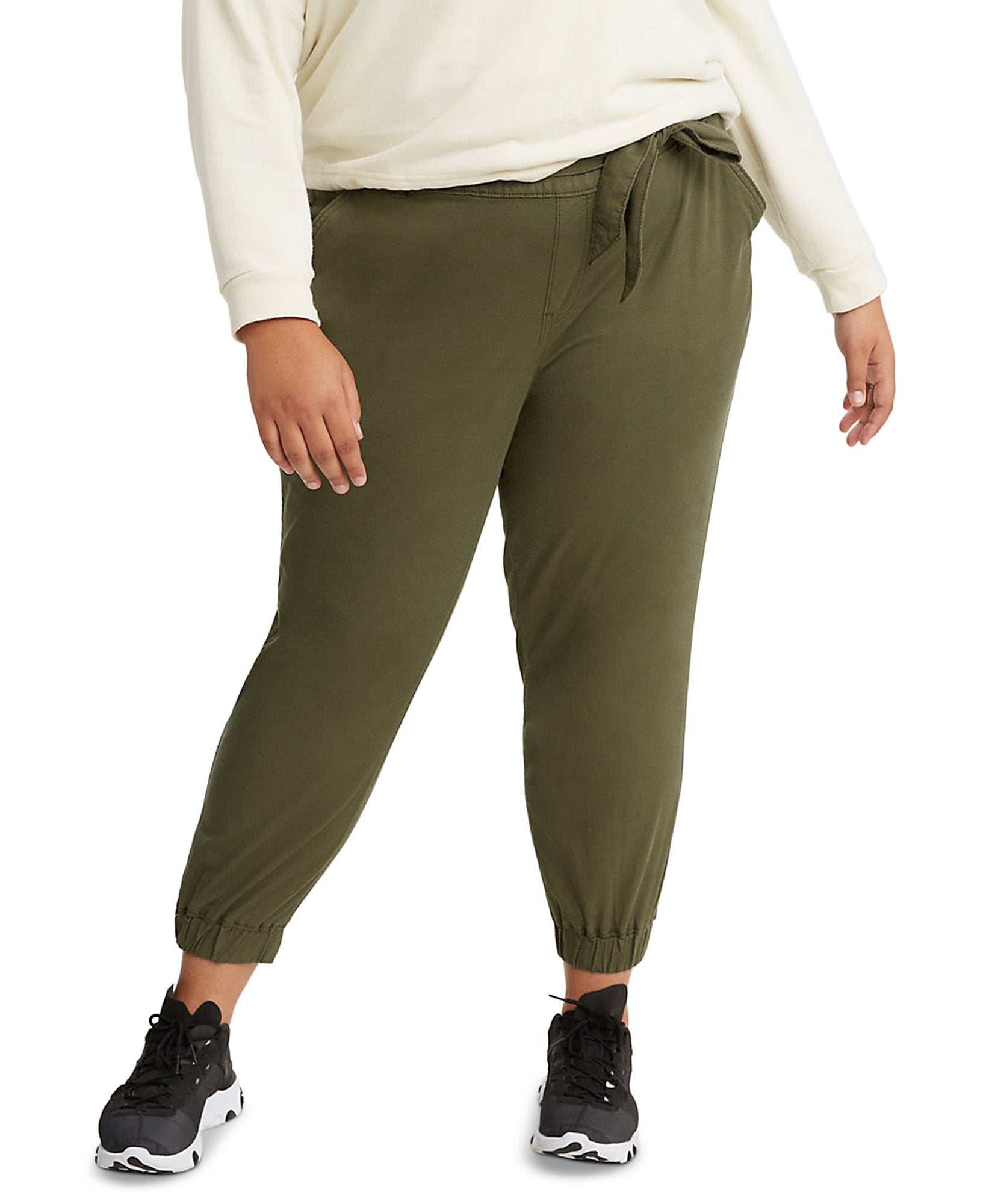 Levis Women Plus Trendy Belted Jet Set Joggers Comfy Olive Night