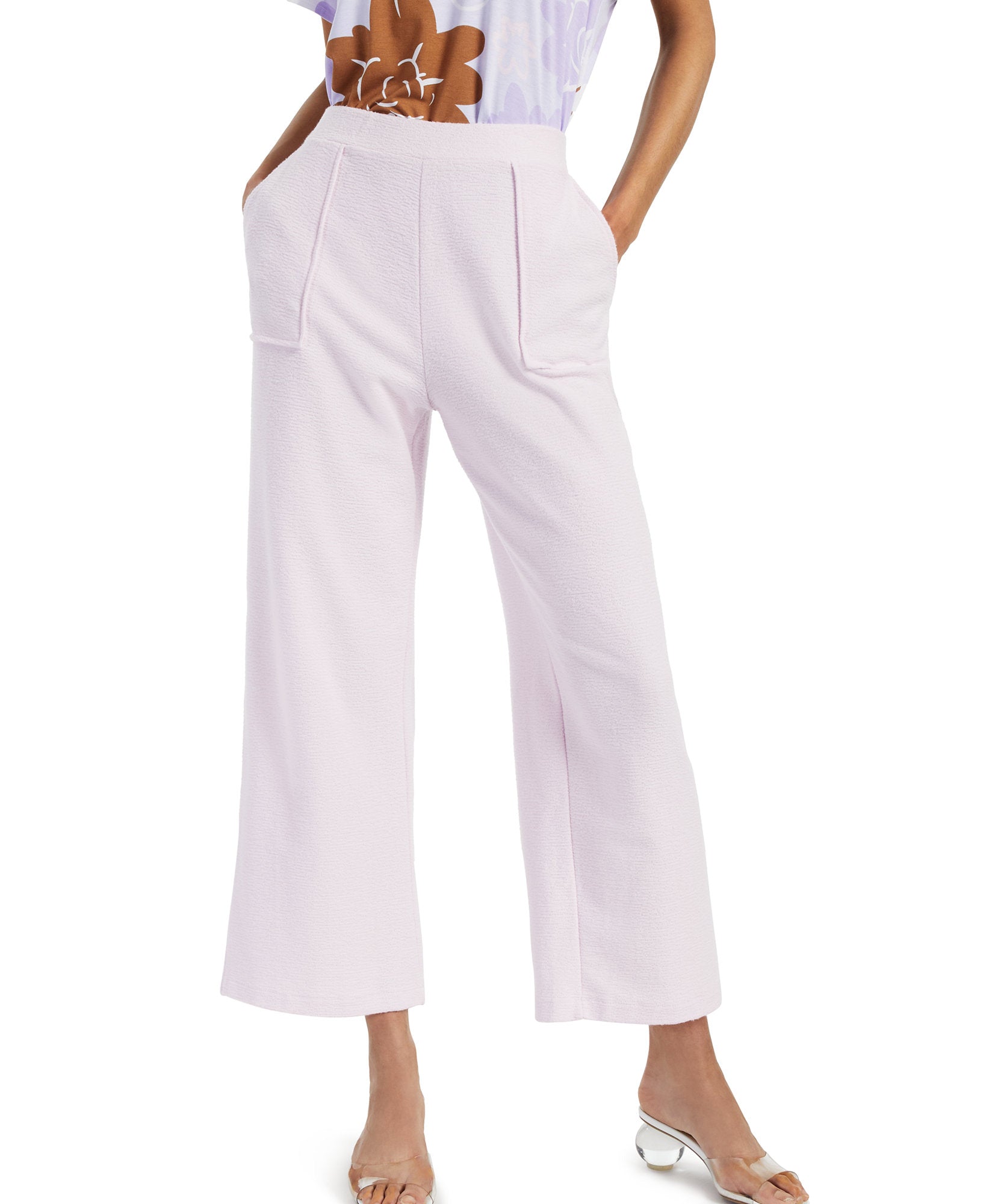 Alfani Women Petite Modern Lounge Wide Leg Pants Lavender Rain