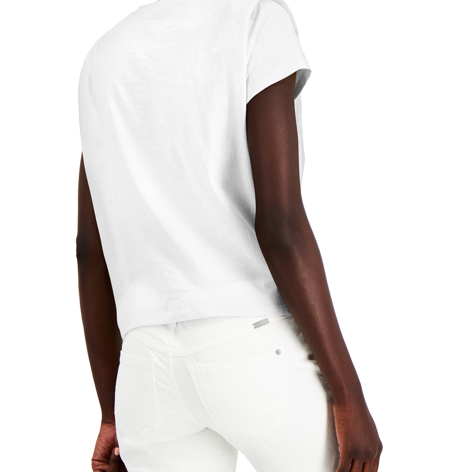 INC International Concepts Women Cotton Bold Shoulder Tie Front Top
