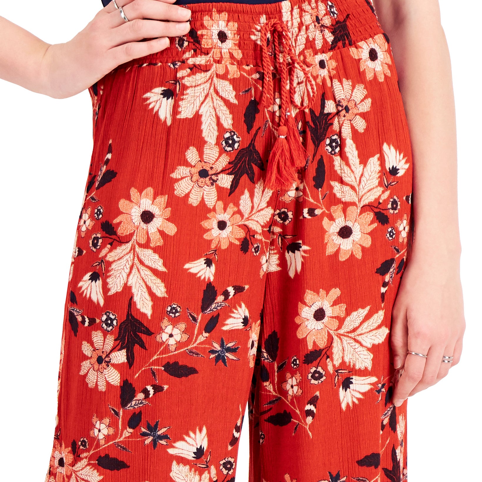 Style & Co Women Printed Smocked Waist Wide Leg Pants
